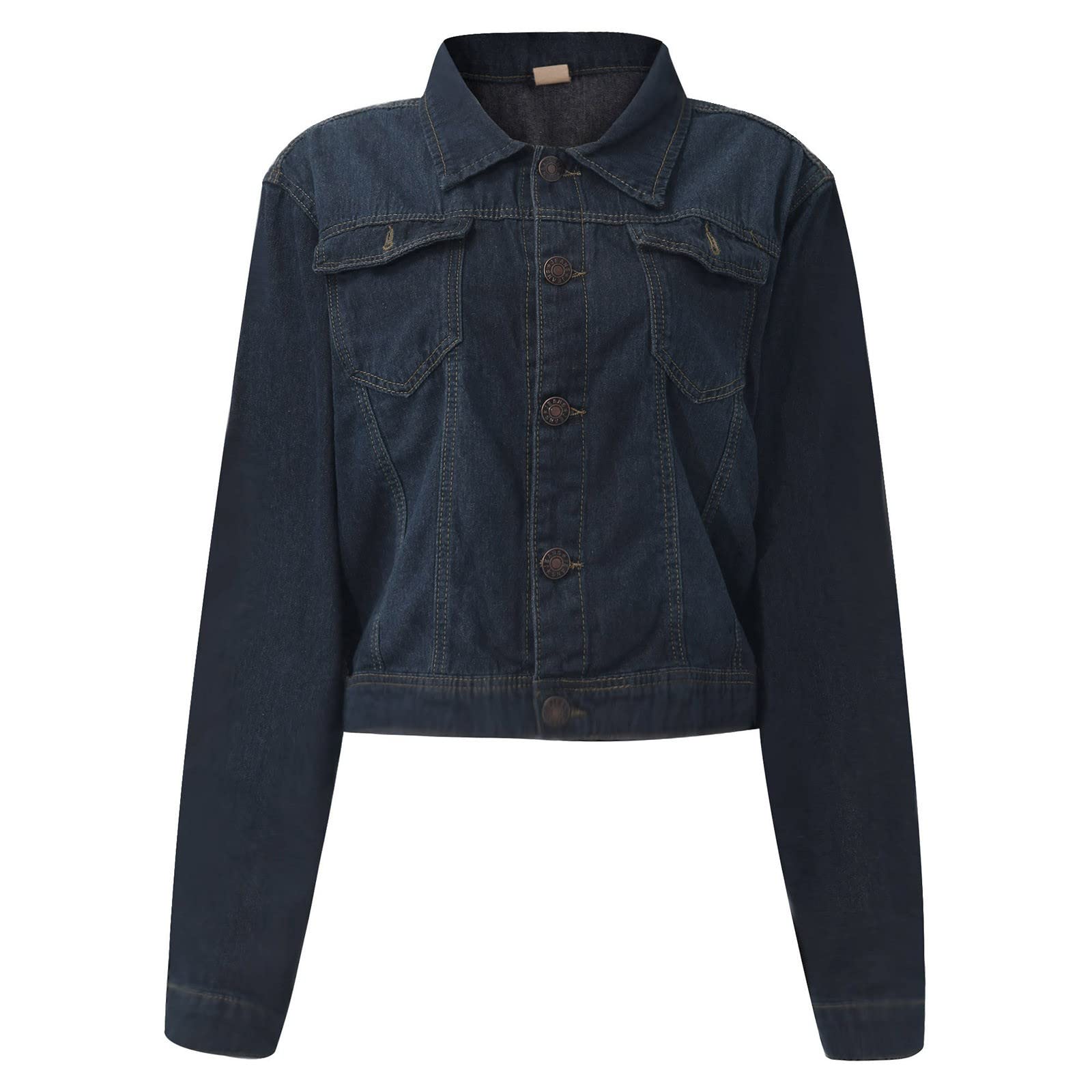 UODSVP Women's Cropped Denim Jacket - Fashion Basic Button Down Jean Jacket for Casual Outfits | Perfect for Spring & Fall Layering