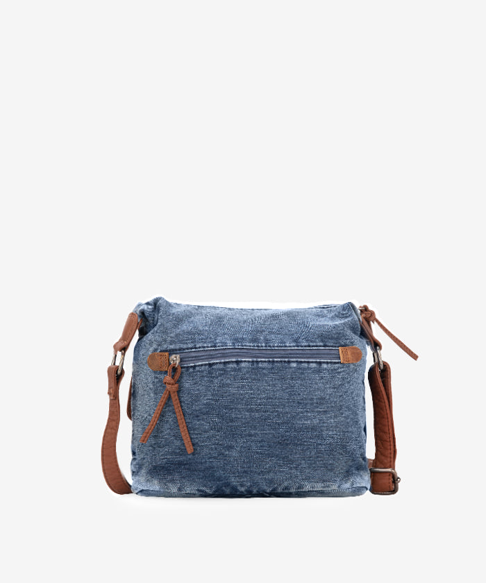 Wrangler Floral Embossed Denim Crossbody Bag for Women - Stylish & Durable Purse for Everyday Use, Shopping & Travel