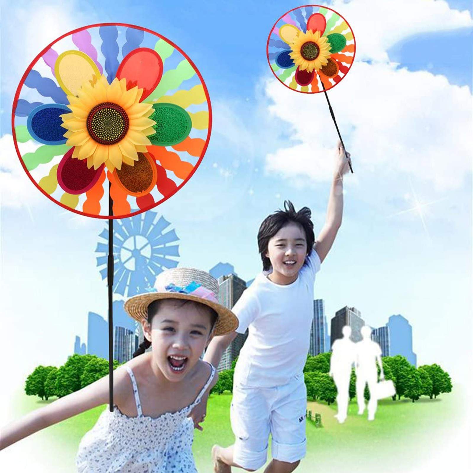 Colorful Wind Spinner Yard Art - Rainbow Kite Pinwheel Toy for Kids Outdoor Play, Garden & Lawn Decoration | Perfect for Children's Parties, Backyard Decor & Summer Fun
