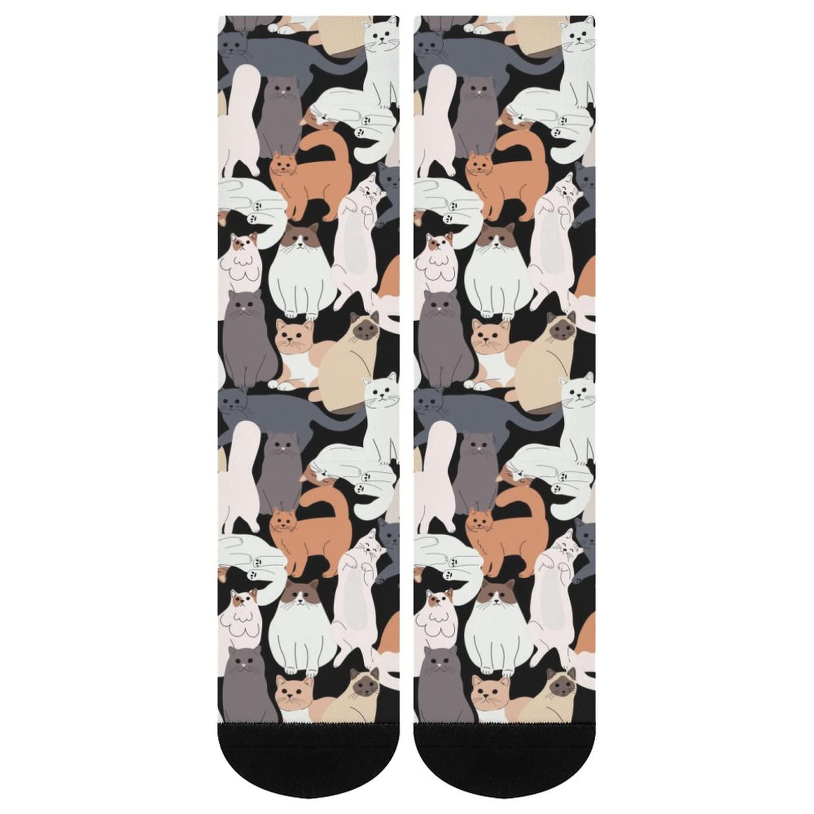 Funny Cat Crew Socks for Men & Women - Colorful Novelty Crazy Print Unisex Socks - Perfect for Gifts, Cosplay & Casual Wear