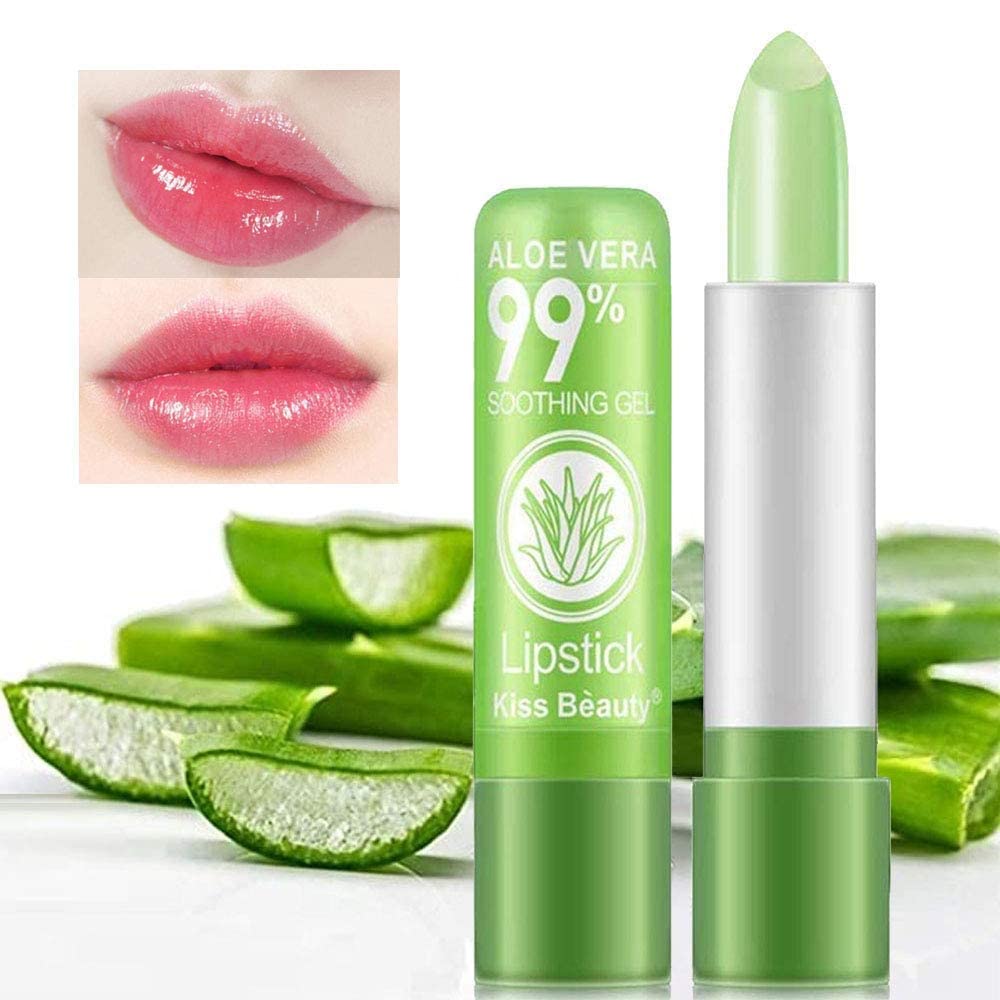 5 Pack Aloe Vera Color Changing Lipstick - 24H Long Lasting Moisturizing Lip Gloss with Temperature Activated Magic Color (Korean Pink) - Perfect for Daily Wear, Date Night & Gift Giving