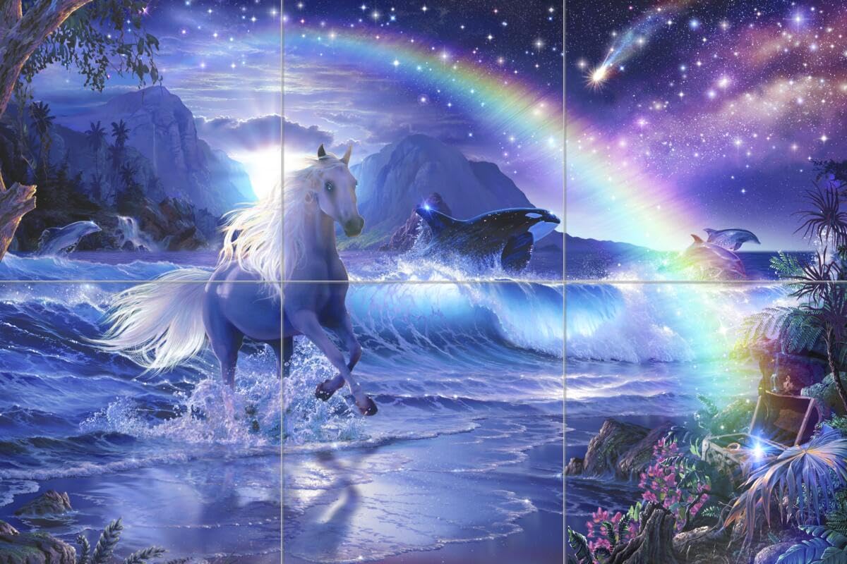 Ceramic Backsplash Tile Mural - Beautiful Horse Animal Equine Design for Kitchen & Bathroom - The Quest of Life by Christian Riese Lassen - Perfect for Farmhouse, Rustic, and Coastal Home Decor