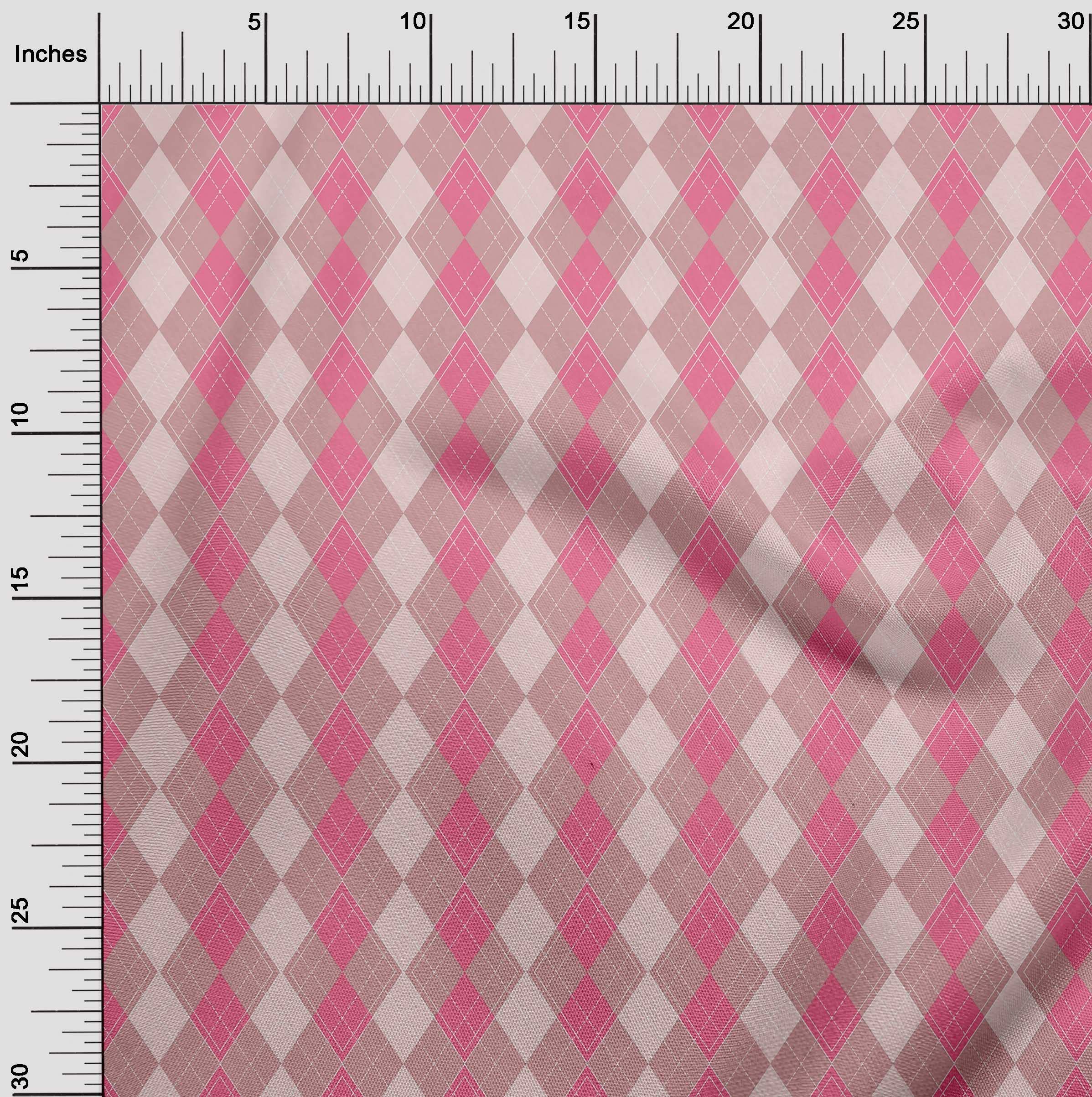 oneOone Polyester Spandex Light Pink Check Print Fabric by The Yard - 56 Inch Wide Dress Material for DIY Fashion & Home Decor Projects