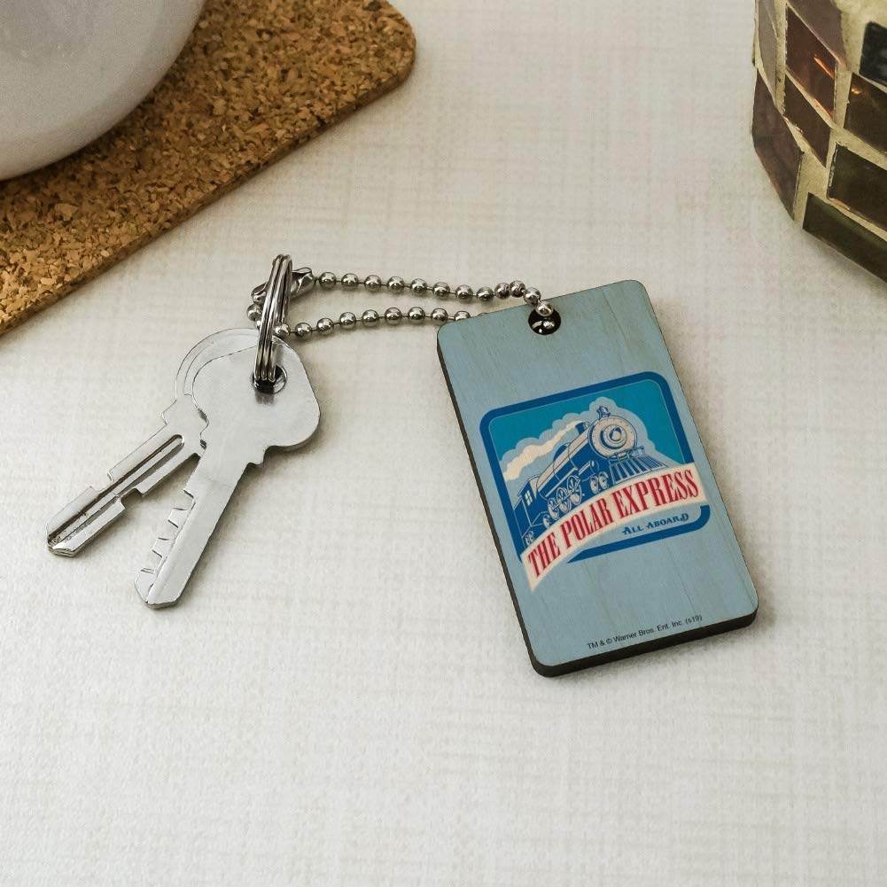 The Polar Express All Aboard Wooden Rectangle Keychain - Engraved Train Key Ring Gift for Christmas, Travel & Movie Fans - Perfect for Holiday Gifts, Keychains Collection & Train Enthusiasts