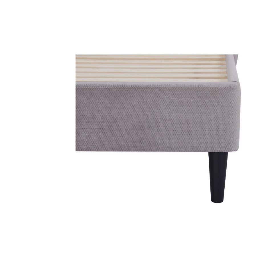 Modern Boucle Fabric Upholstered Bed Frame with Headboard - Queen Size, Light Grey - Perfect for Contemporary Bedrooms & Cozy Master Suites