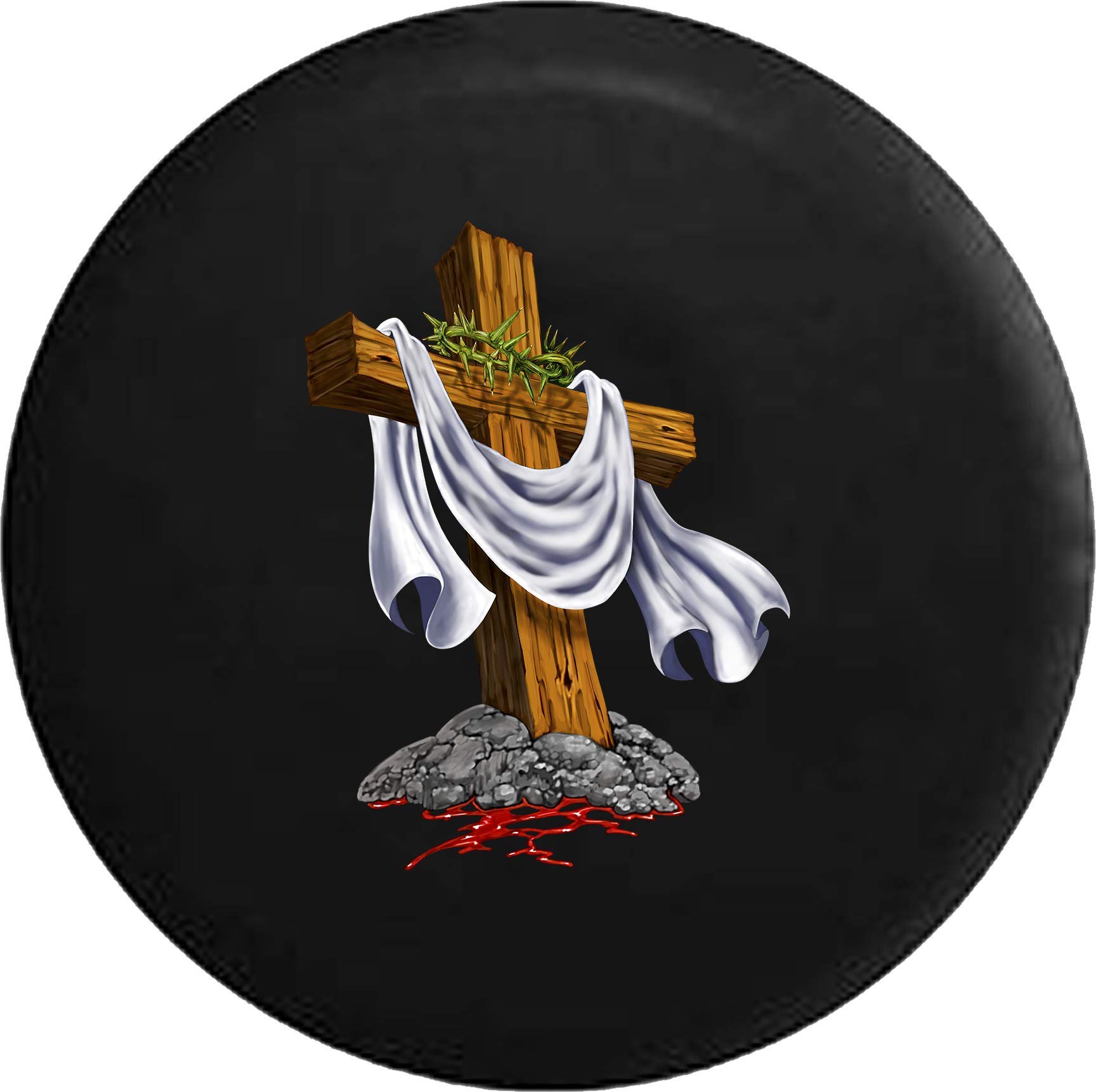 28 Inch Spare Tire Cover with Wooden Cross Design - Jesus Christ Kingdom God Blessed - Durable & Waterproof for Trucks, SUVs, RVs (Perfect for Camping & Outdoor Adventures)