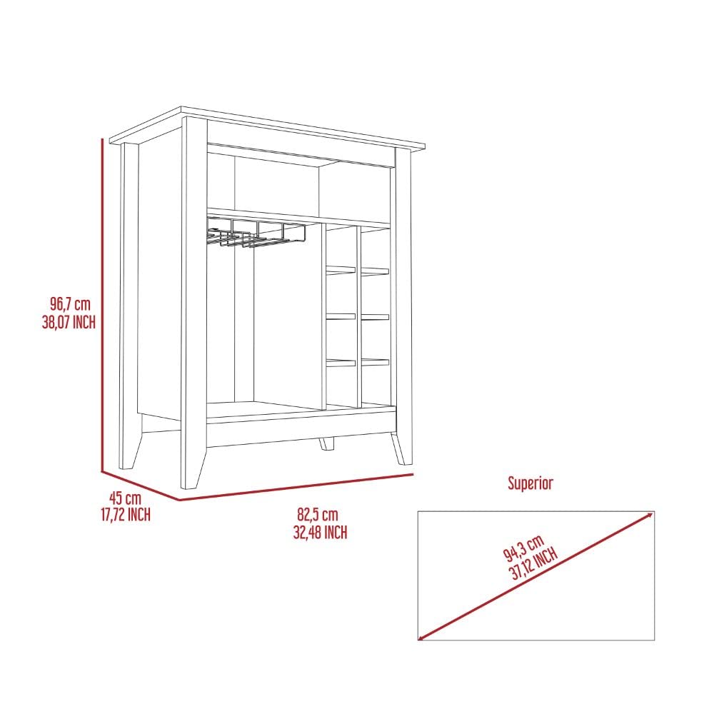 Tuhome Essential Bar Cabinet with Open Shelf, 6-Bottle Built-in Wine Rack & Drawer - Espresso Finish | Perfect for Home Bar, Dining Room & Entertaining Spaces
