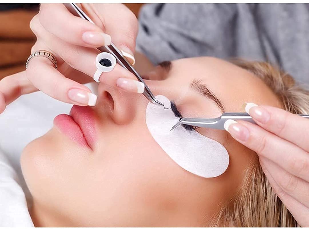 100PCS Disposable Lash Glue Rings - White Eyelash Extension Glue Cups for Professional & DIY Use - Perfect for Lash Artists, Salons & Home Beauty Kits