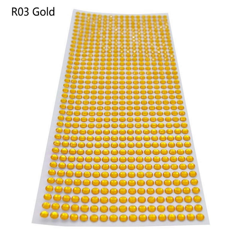 646PCS 6mm Rhinestone Stickers for Scrapbooking, Body & Face Makeup, DIY Crafts - Self-Adhesive Gems & Jewels Decals (Gold R03) - Perfect for Nail Art, Costume Design, and Home Decor