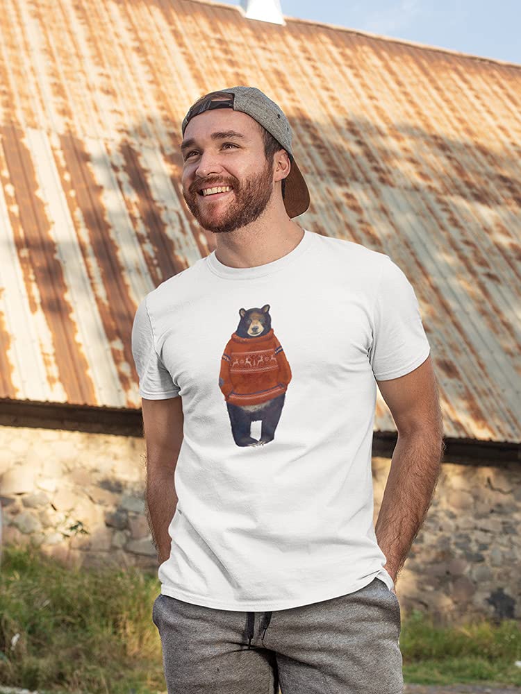 Adorable Red Sweater Bear T-Shirt for Men - Perfect for Casual Wear, Gifts & Christmas Outfits