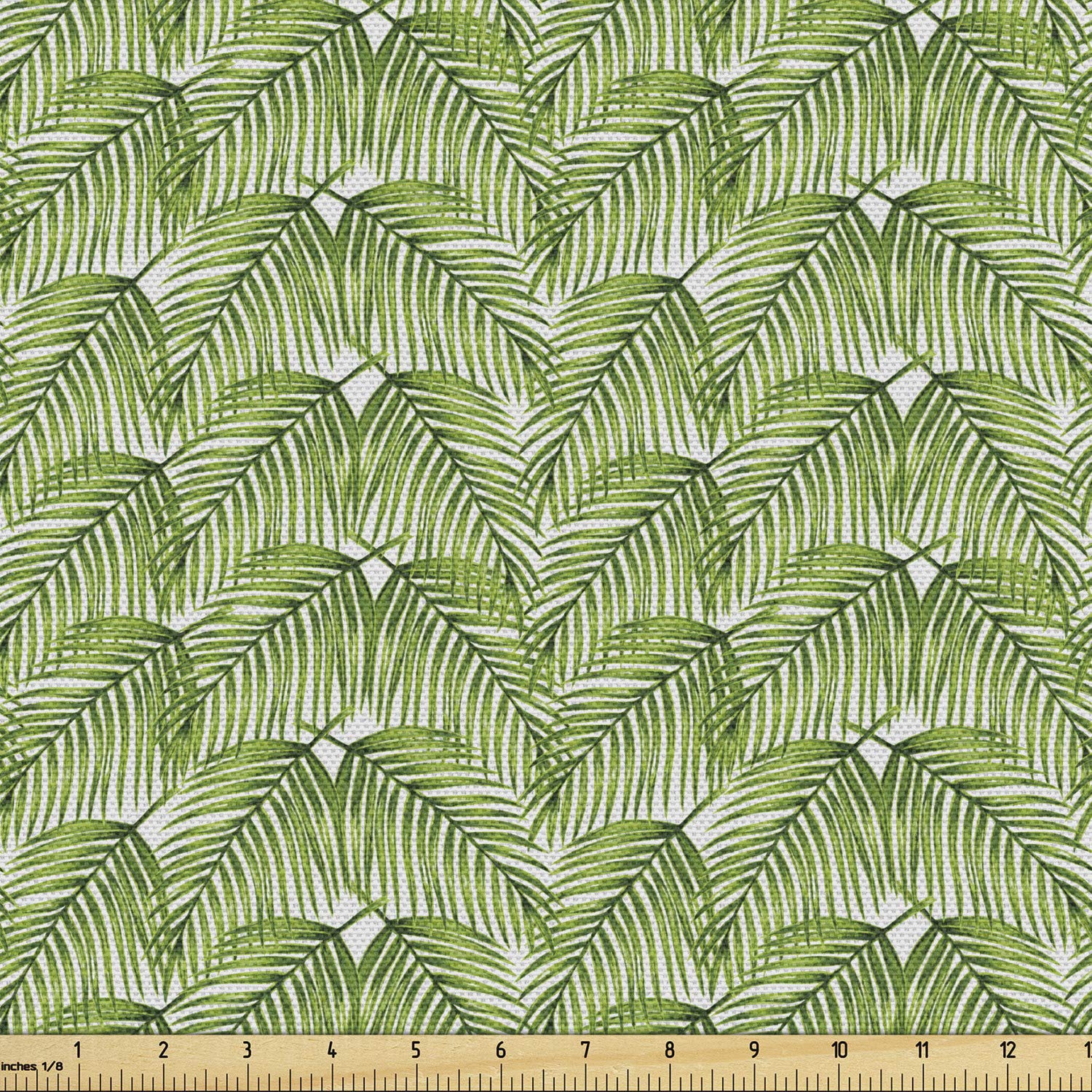 Ambesonne Exotic Jungle Leaves Fabric by The Yard - 3 Yards Fern Green Upholstery & Home Decor Fabric for Curtains, Pillows, and DIY Crafts | Perfect for Boho, Tropical, and Jungle-Themed Home Decor