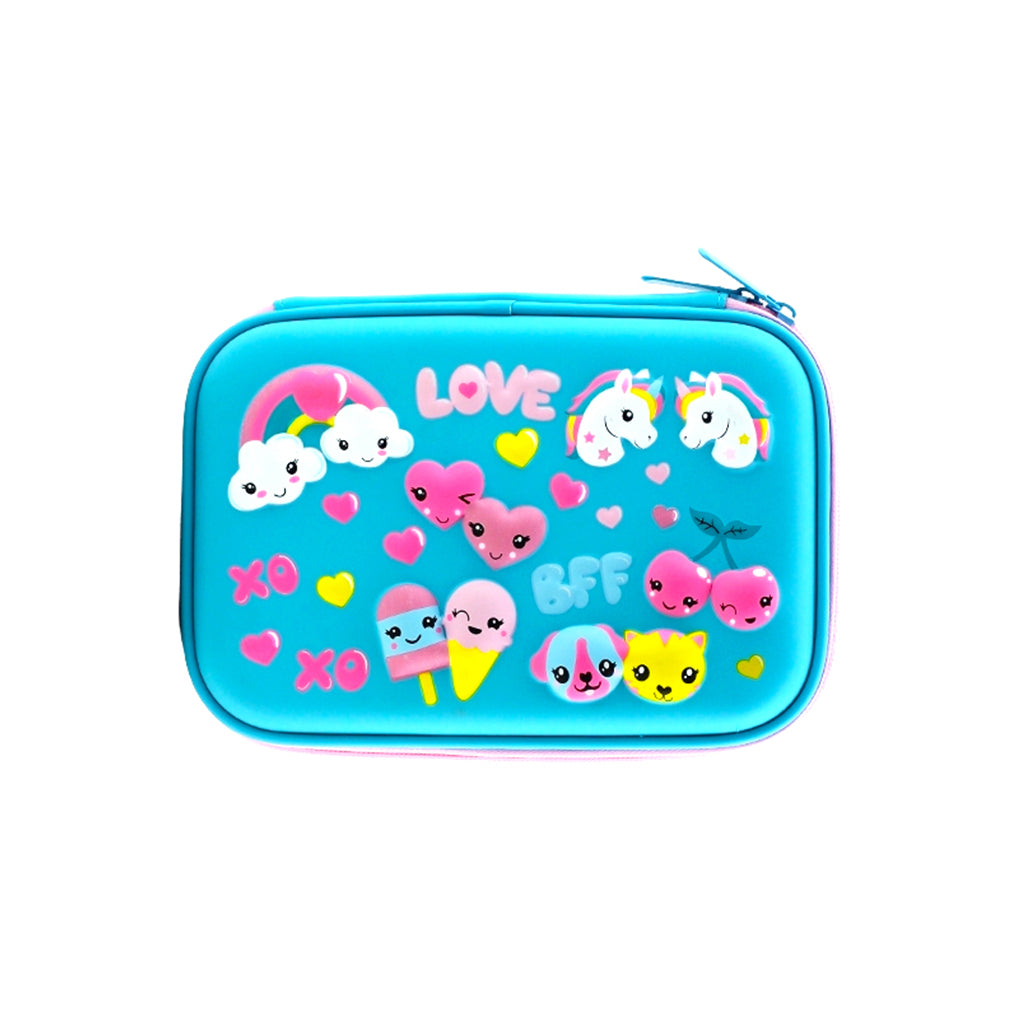 Kawaii Turquoise Hard Top Pencil Case - Durable School & Office Supplies for Students, Artists & Professionals | Perfect for Organizing Pens, Markers & Art Tools