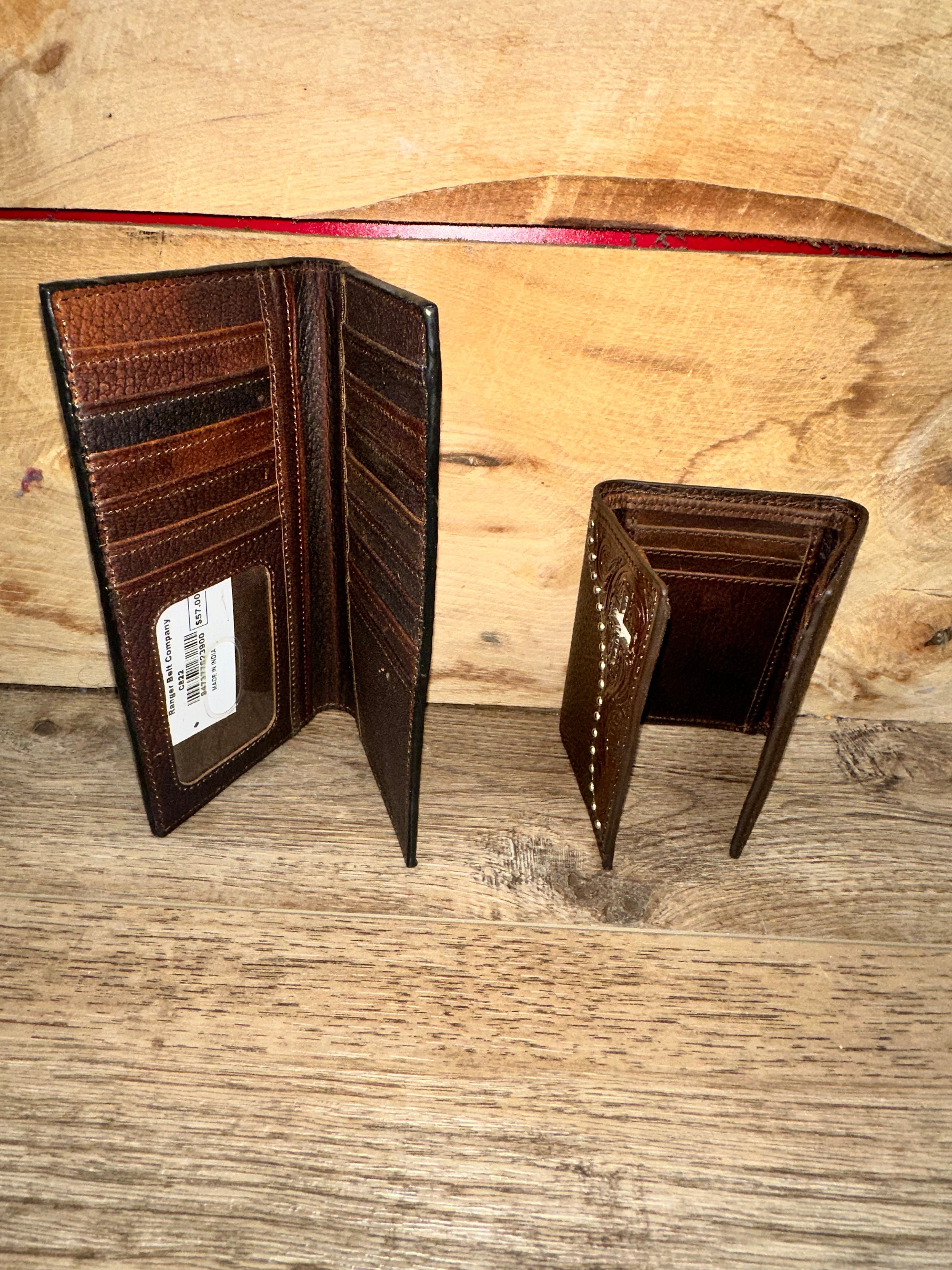 Genuine Brown Leather Wallet with Hair on Cross Design - Stylish & Durable Men's Bifold Wallet for Everyday Use & Gift Giving