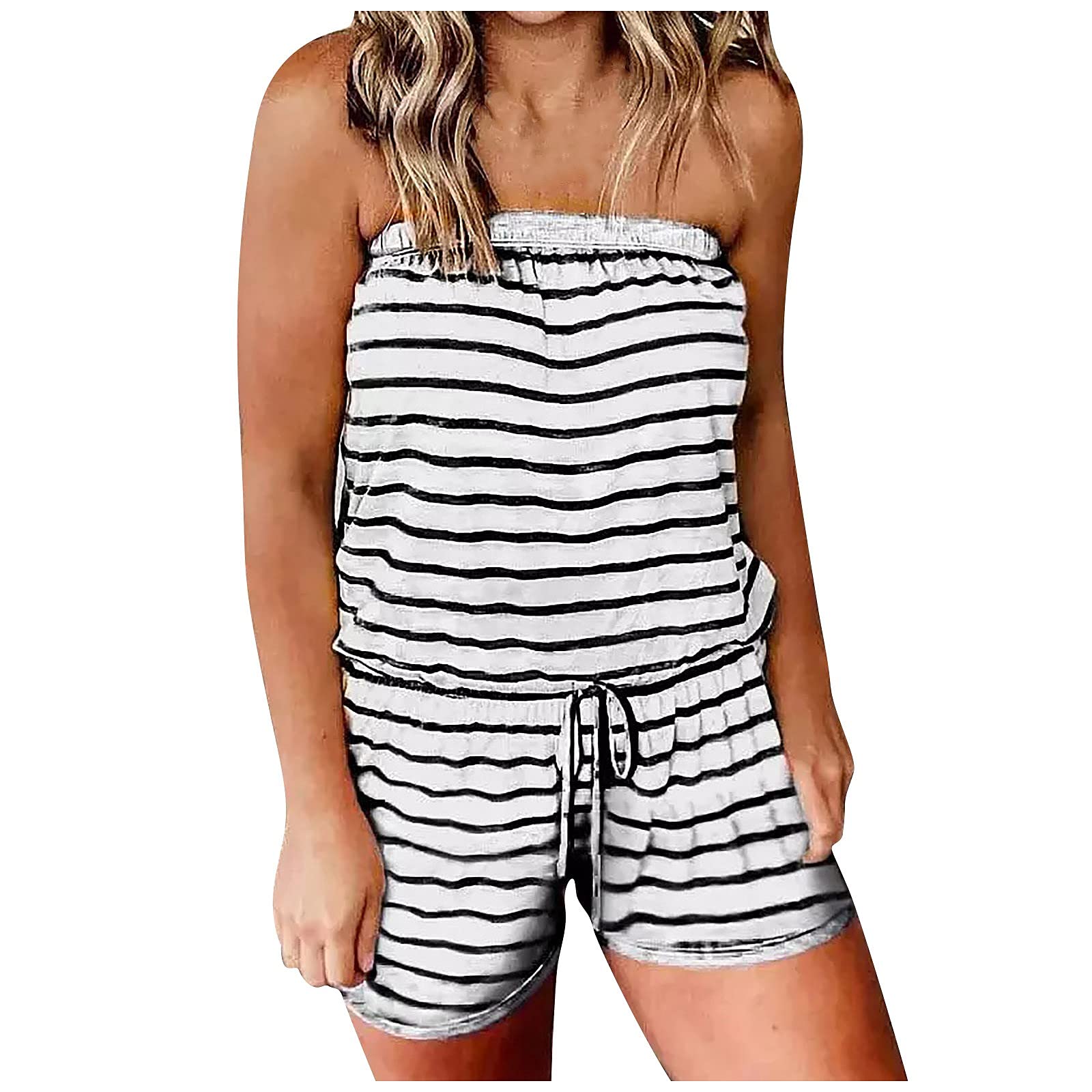 Women's Denim Jumpsuit with 3/4 Sleeves & Lapel Collar - Stylish Button Down Jean Romper with Pockets for Summer | Perfect for Casual Outings, Beach Vacations & Outdoor Adventures