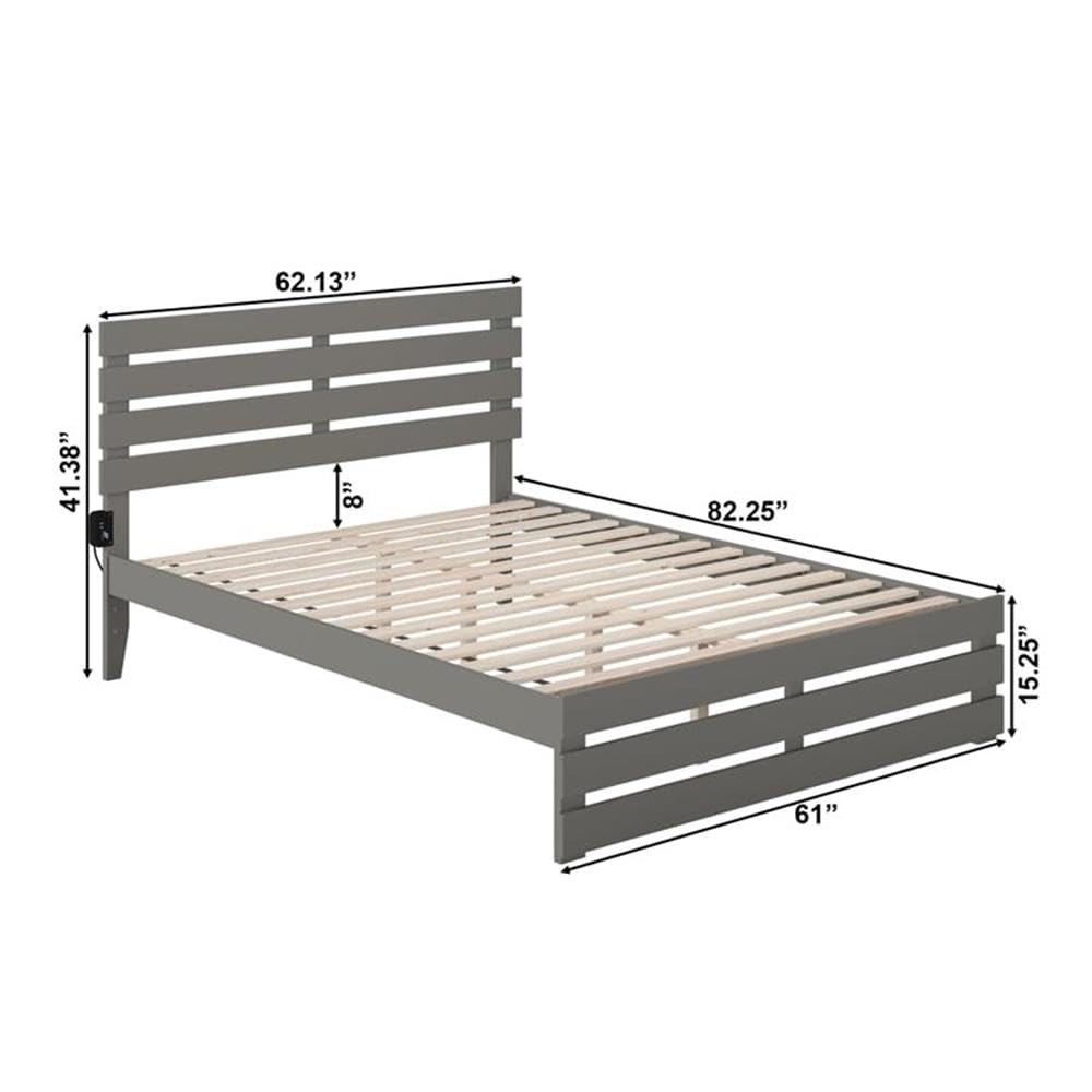 BOWERY HILL Farmhouse Solid Wood Queen Bed Frame with Footboard - Gray Distressed Finish - Rustic Bedroom Furniture for Farmhouse, Cottage & Vintage Style Homes - Perfect for Master Bedrooms & Guest Rooms
