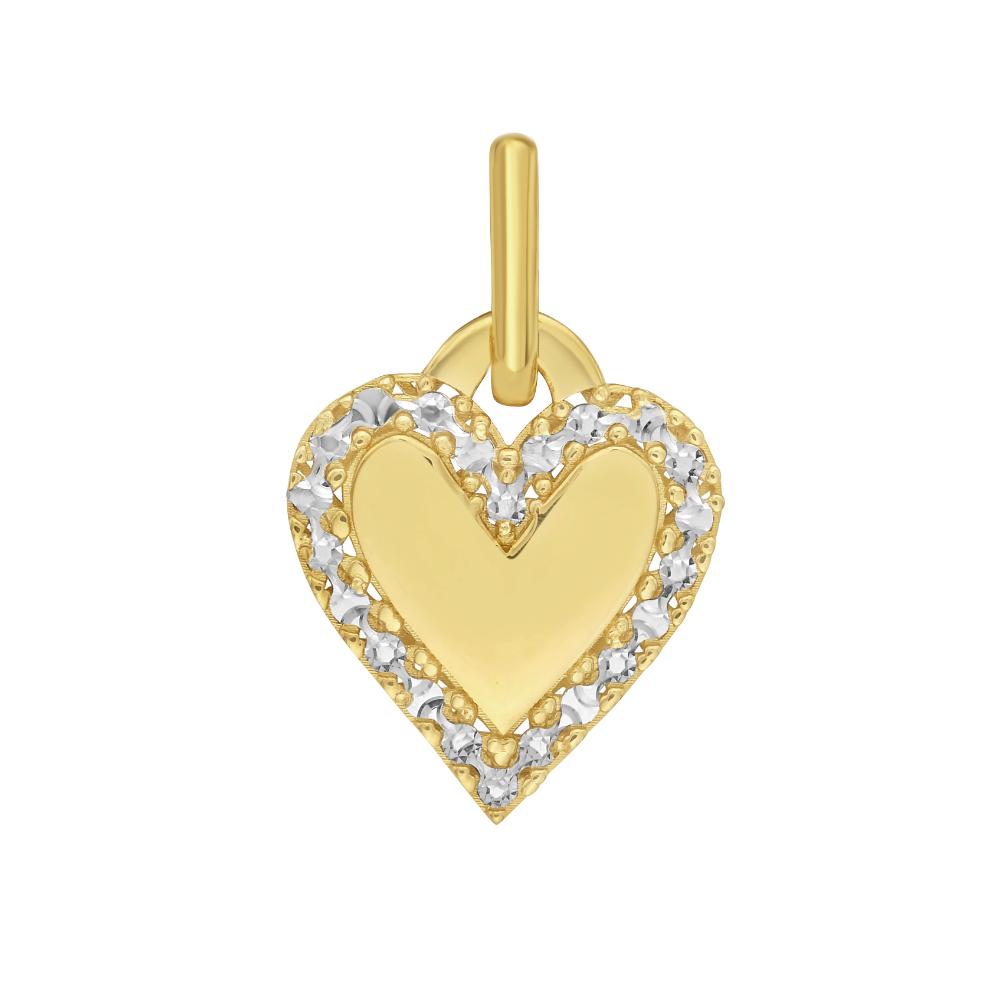14K Gold DC Outline Heart Charm Pendant - Elegant Jewelry Gift for Women, Perfect for Valentine's Day, Anniversary & Special Occasions