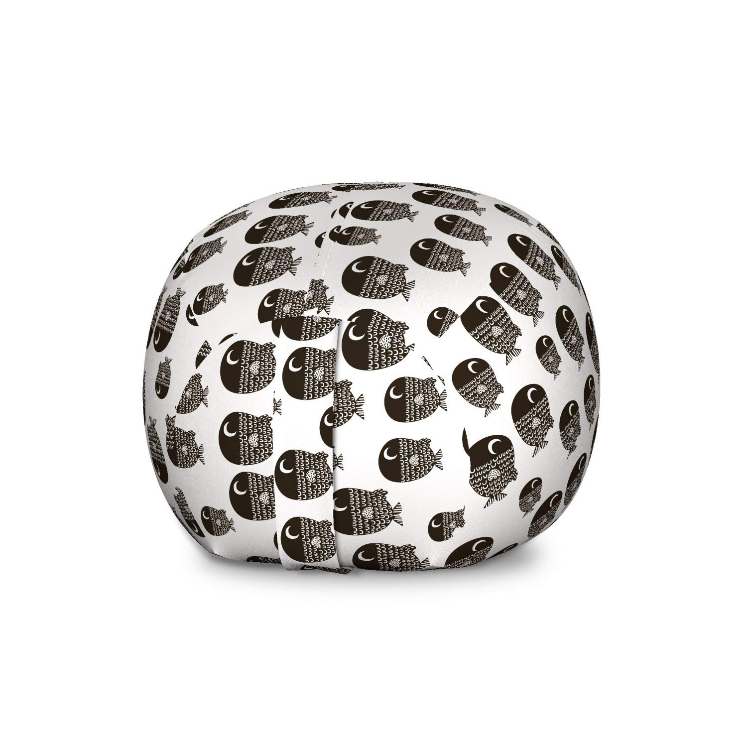Ambesonne Fish-Themed Storage Toy Bag Chair - Large Washable Stuffed Animal Organizer with Scandinavian Marine Design - Perfect for Playrooms, Kids' Bedrooms & Nursery Decor (White & Black)
