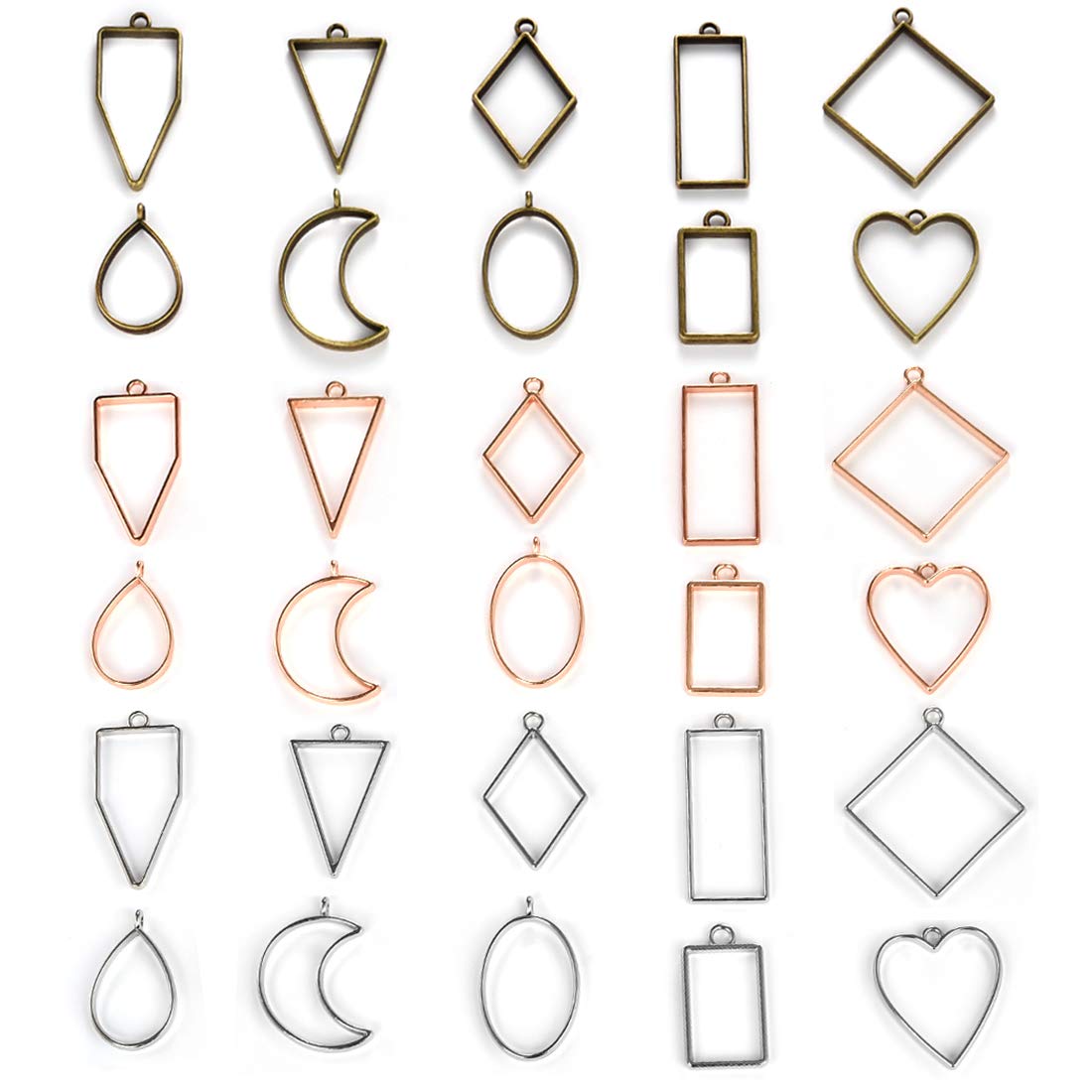 LANBEIDE 30PCS Bezel Open Back Pendant Blanks - Hollow Geometric Charms for Resin Jewelry Making - DIY Craft Supplies for Necklaces, Earrings & Keychains - Perfect for Handmade Gifts and Boho Style Accessories