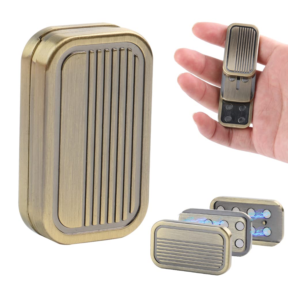 Premium Magnetic Metal Fidget Toy - Stress Relief Poker Push Slider for Adults | EDC Haptic Coin Desk Toy | Perfect Gift for Men, Boyfriend & Father | Office, Home & Travel Use (Brass CP3)