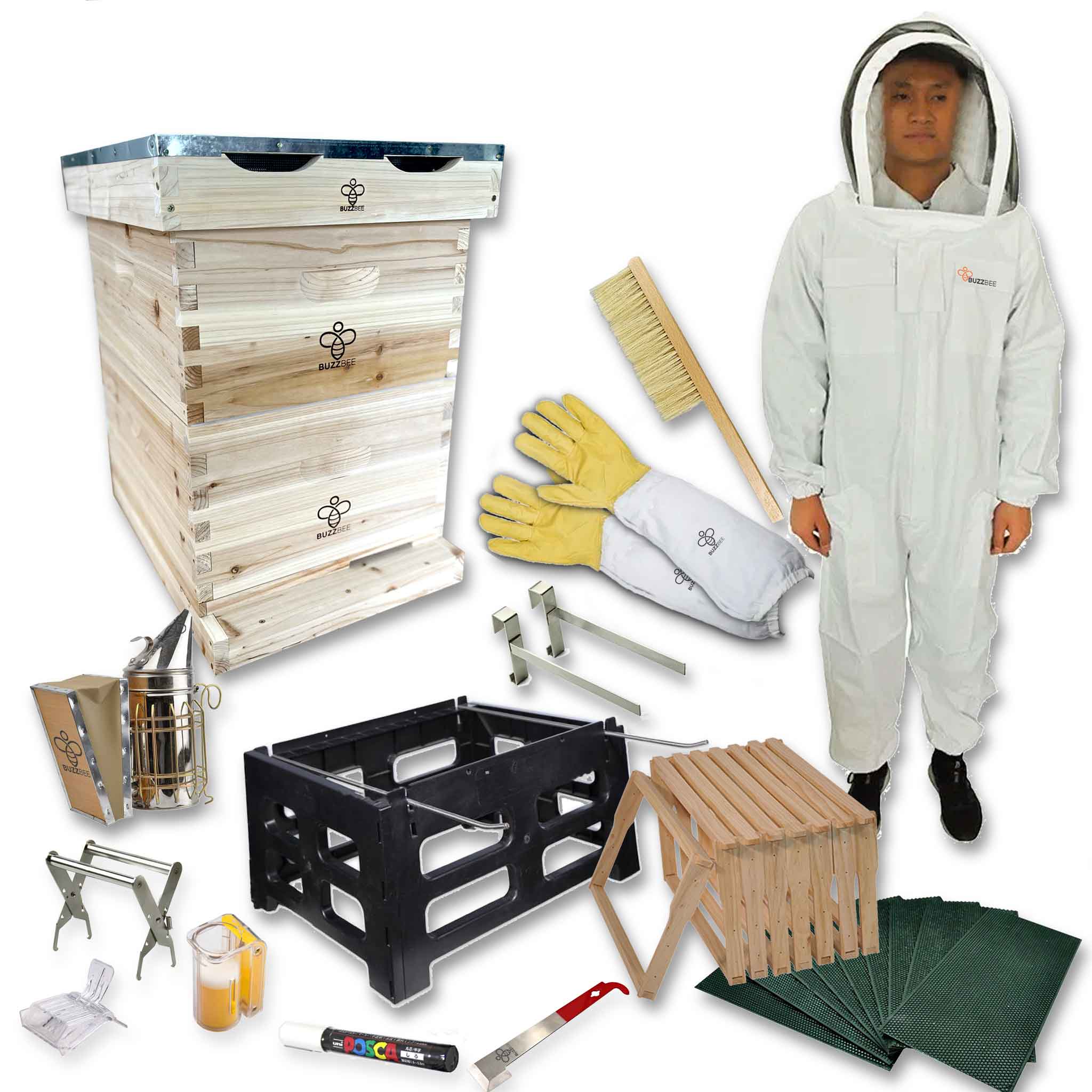 Basic PLUS 10 Frame Langstroth Beekeeping Starter Kit - Complete Bee Hive Starter Set for Beginners | Perfect for Backyard Beekeeping, Honey Production & Pollination