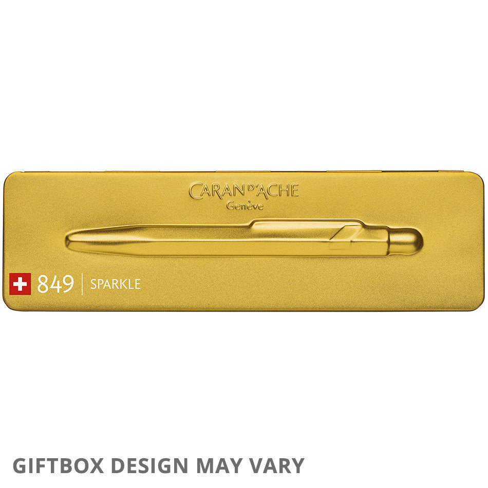 Caran d'Ache 849 Ballpoint Pen - Sparkle Gold Luxury Writing Instrument for Professionals & Gift Giving | Office, Business Meetings, Journaling & Special Occasions