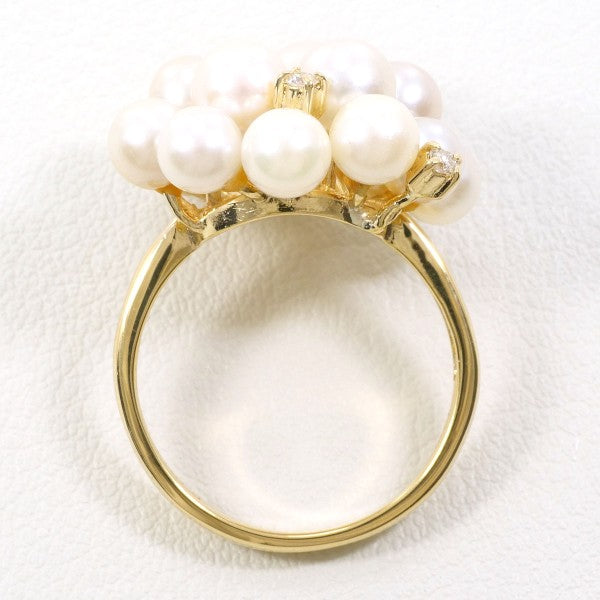 18K Yellow Gold Pearl Diamond Ring for Women - Elegant Bridal Jewelry, Anniversary Gift, Engagement Ring, Wedding Band - Perfect for Special Occasions & Everyday Luxury