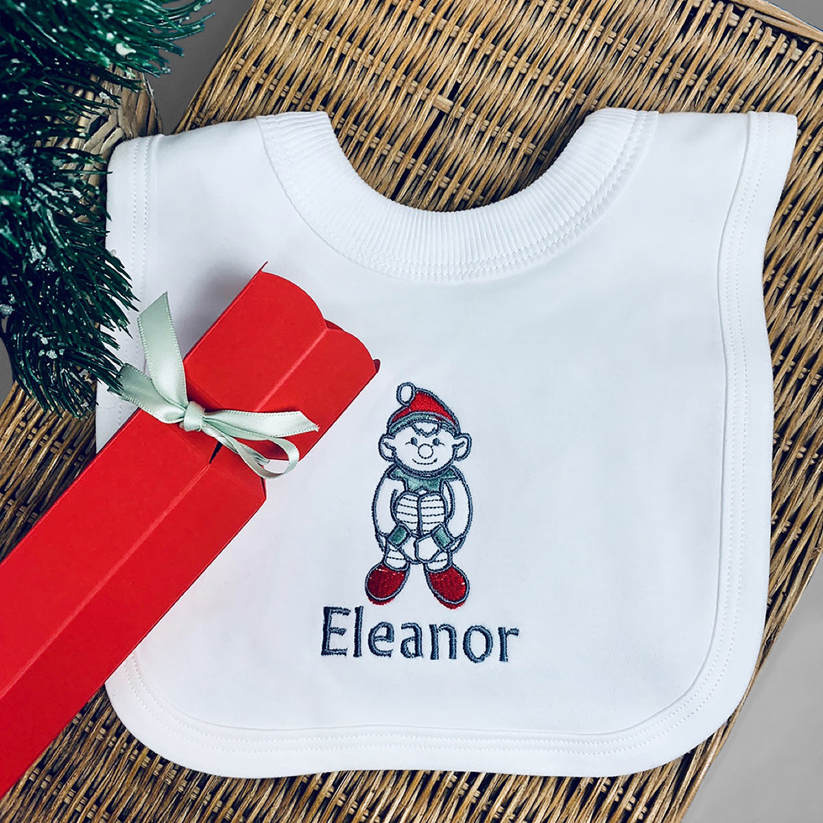 Personalized Baby's First Christmas Elf Bib - Cute Holiday Keepsake for Newborns & Infants - Perfect for Christmas Photos, Gifts & Festive Celebrations