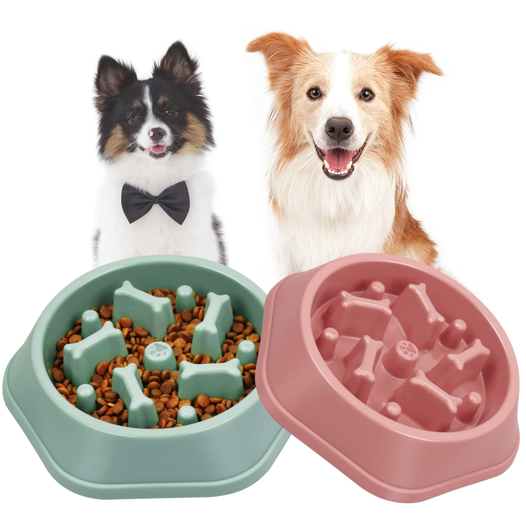 UPSKY Slow Feeder Dog Bowl - Anti-Choking Puzzle Bowl for Small & Medium Dogs | Interactive Bloat Stop Non-Slide Pet Food Dish | Treat Lick Mat for Fast Eaters | Perfect for Mealtime Enrichment & Portion Control (Pink + Green)