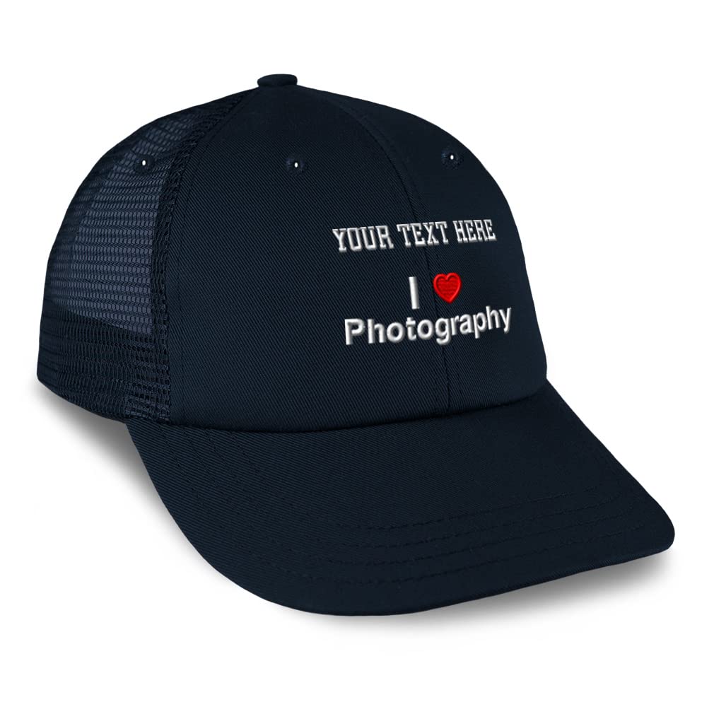 Custom Trucker Hat with Red Heart & (Love) Photography Design - Baseball Cap for Hobbies & Lovers | Perfect for Photographers, Couples & Outdoor Enthusiasts