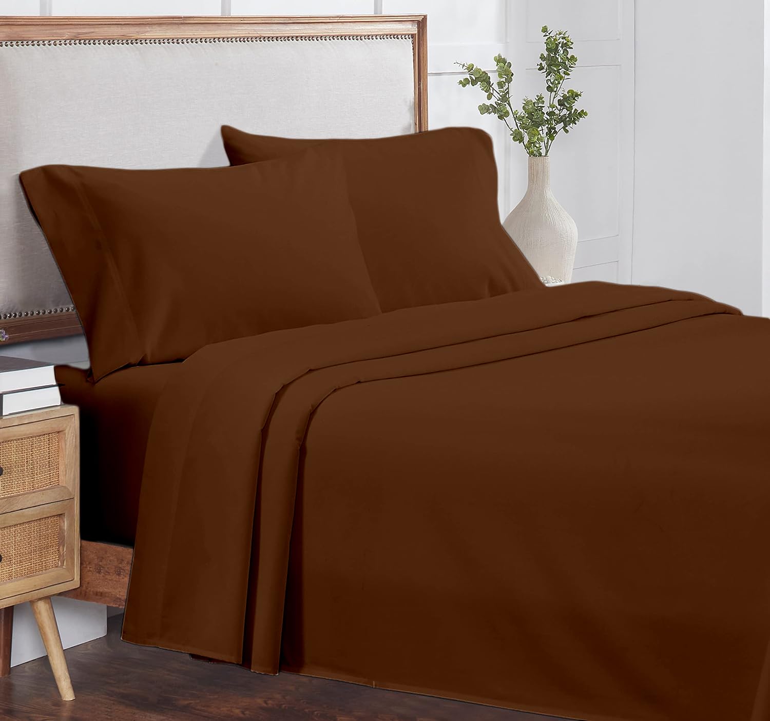4-Piece California King Size Sheet Set - 100% Organic Cotton, 800 Thread Count, Soft & Breathable Luxury Bed Sheets with 8-12