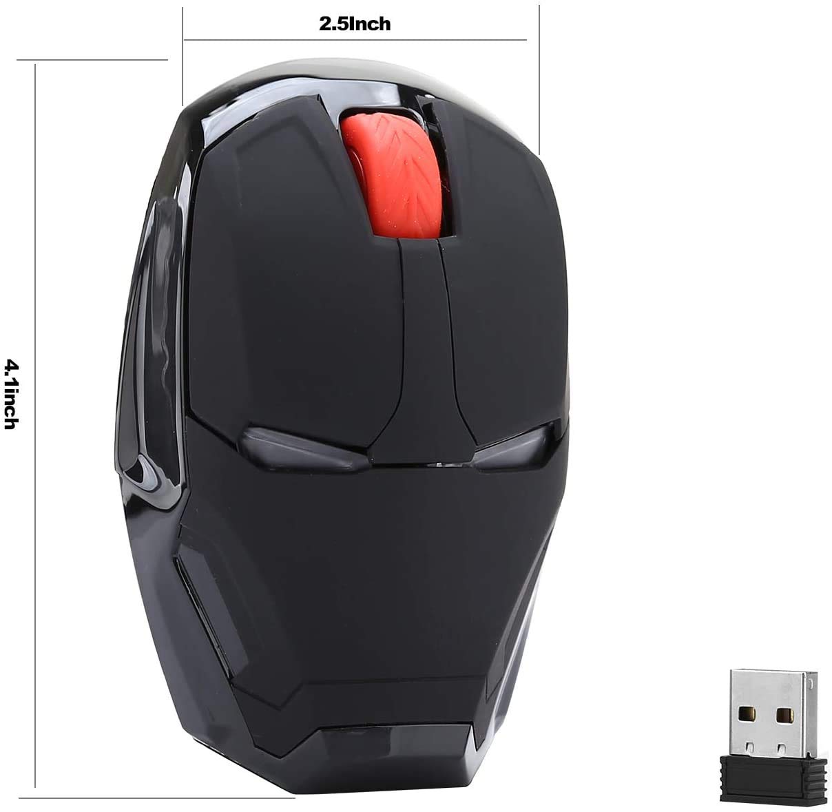 Mikayoo Ergonomic Wireless Mouse - Cool Iron Man Design, 2.4G Portable Mouse with USB Nano Receiver for PC, Laptop, MacBook, Up to 50 ft Range - Ideal for Office, Gaming, and Travel