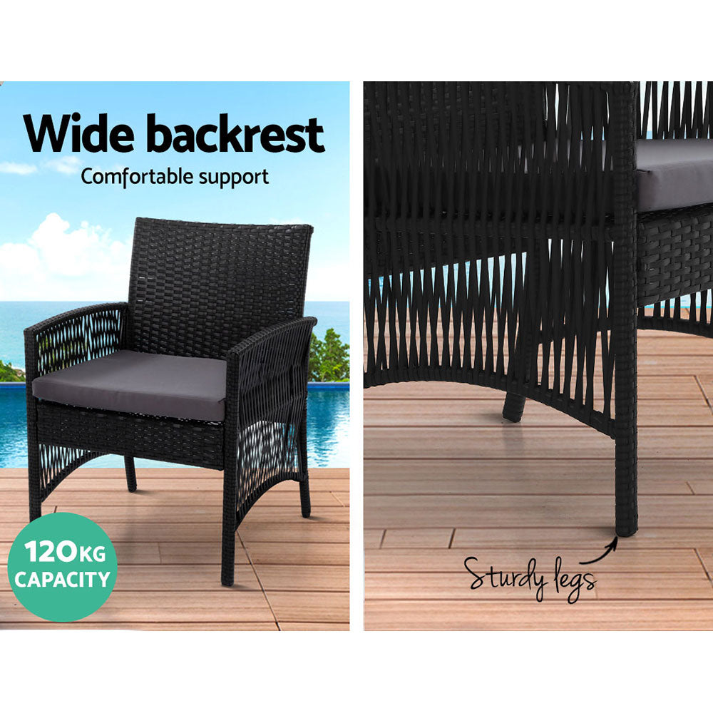 4-Piece Outdoor Sofa Set with Storage Cover - Wicker Harp Chairs & Table in Black - Perfect for Patio, Garden, or Poolside Relaxation