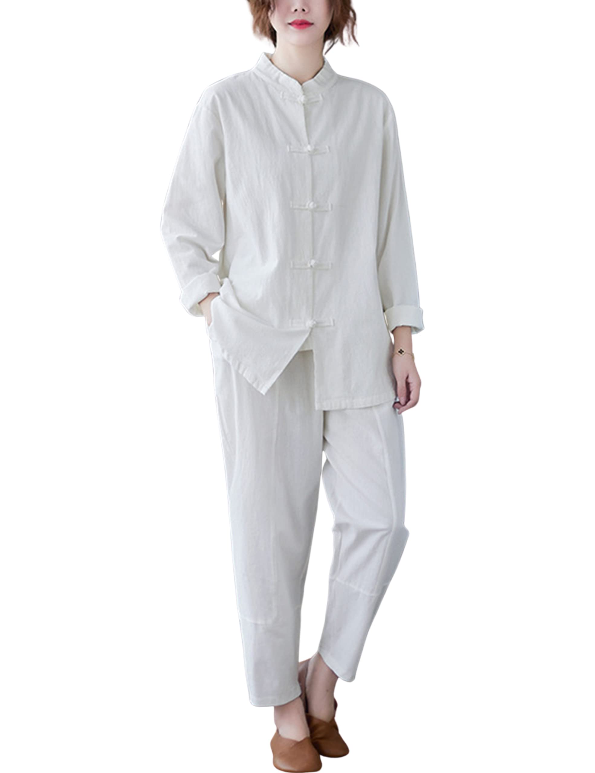 Moonetto Women's Traditional Chinese Tai Chi Uniform - Cotton Kung Fu Suit for Martial Arts & Wing Chun Training - Perfect for Tai Chi, Qigong, and Meditation Practice