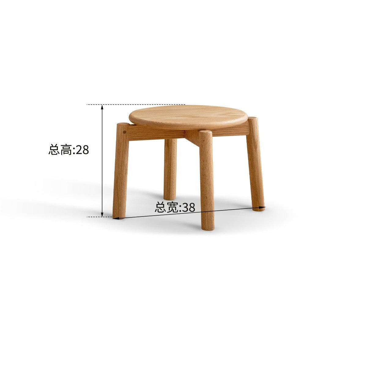 Solid Oak Wood Round Stackable Stool - Rustic Home Decor, Kitchen Island Seating, Bar Stool for Dining Room & Outdoor Use