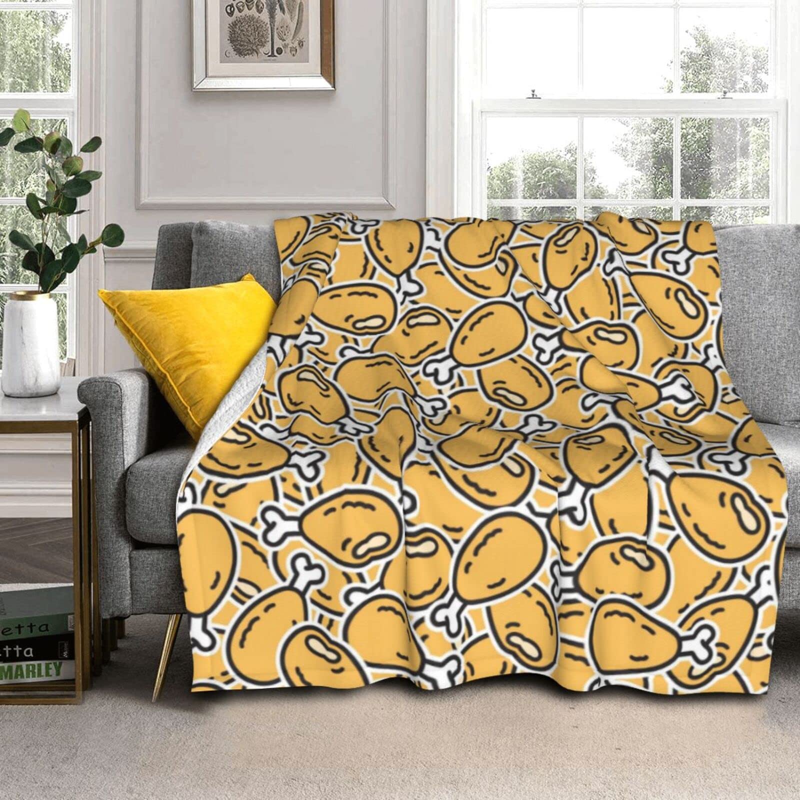 Queen Size Lamb Blanket 50x40 Inch - Ultra Soft & Warm Cozy Throw for Airplane Travel, Living Room Couch, Bed - Perfect Decorative Gift for Kids & Adults | Chicken Nugget Design