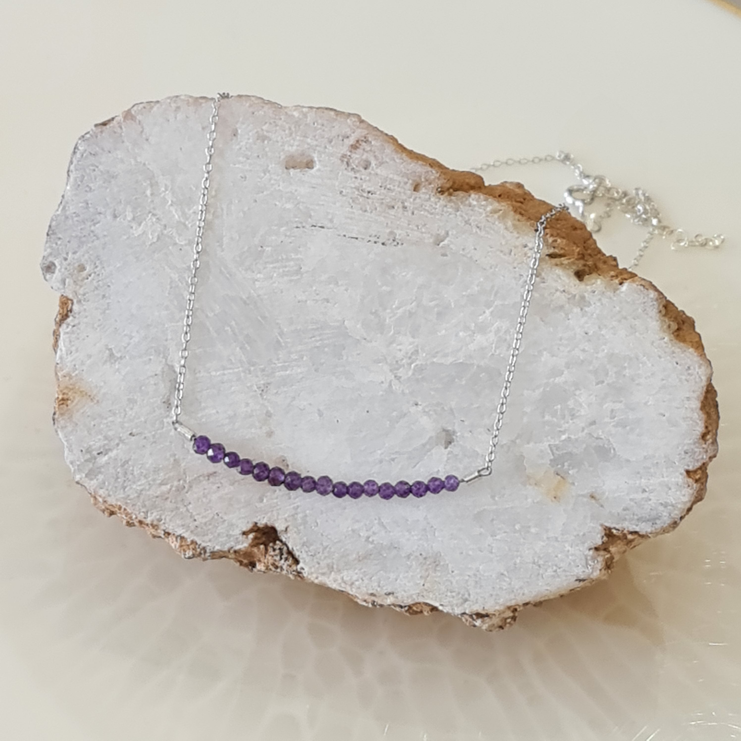 Gemia Genuine Amethyst Stone Necklace for Women - Healing Crystal Jewelry for Meditation, Spiritual Protection & Everyday Elegance