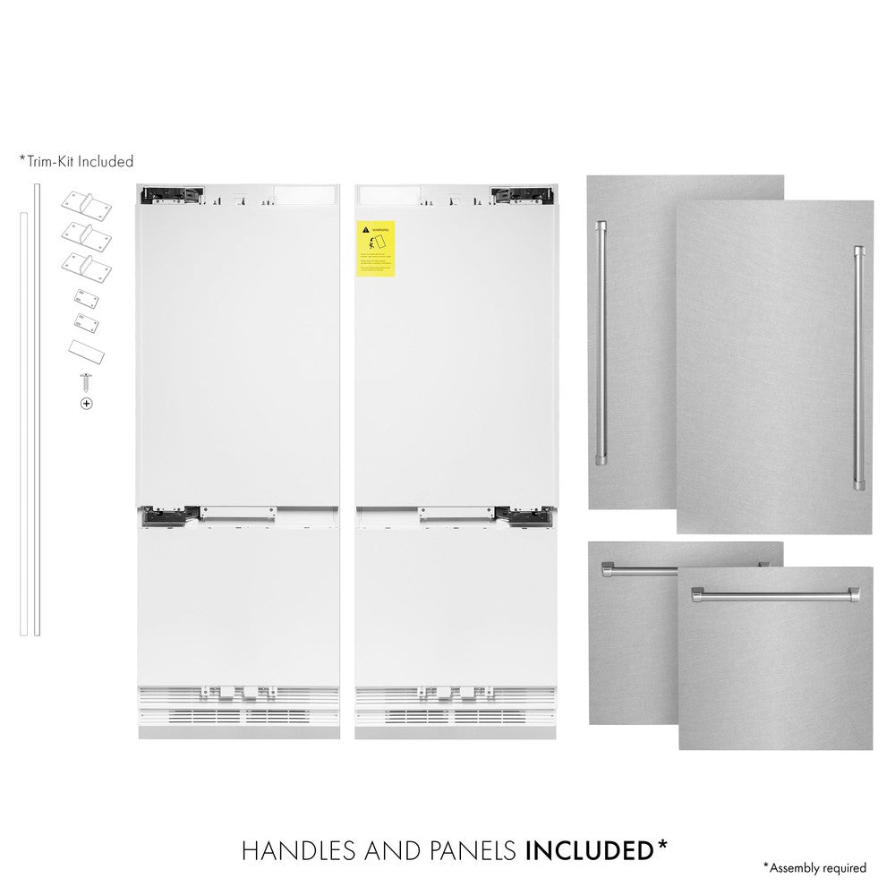 ZLINE 60 Inch 32.2 Cu Ft French Door Built-In Bottom Freezer Refrigerator with Water Dispenser & Ice Maker - Satin Stainless Steel (RBIV SN 60) for Modern Kitchen & Open Concept Homes