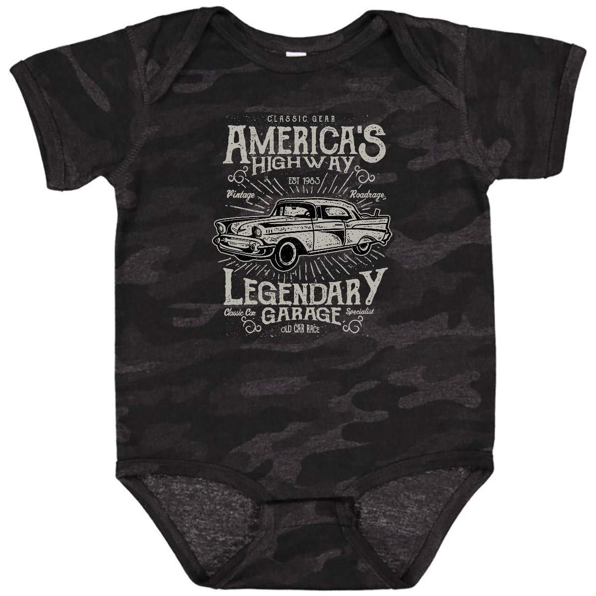 America's Highway Classic Car Baby Bodysuit - Vintage Car Lover Outfit for Infants & Toddlers - Perfect for Road Trips, Family Photos & Car Show Events