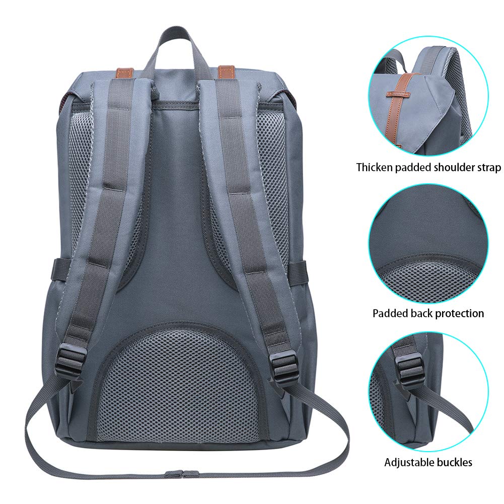 KAUKKO Waterproof Laptop Backpack for Travel & Outdoor - 15.6 Inch Laptop Compartment, Lightweight Hiking Daypack (Grey) - Perfect for Commuting, Business Trips & College Students