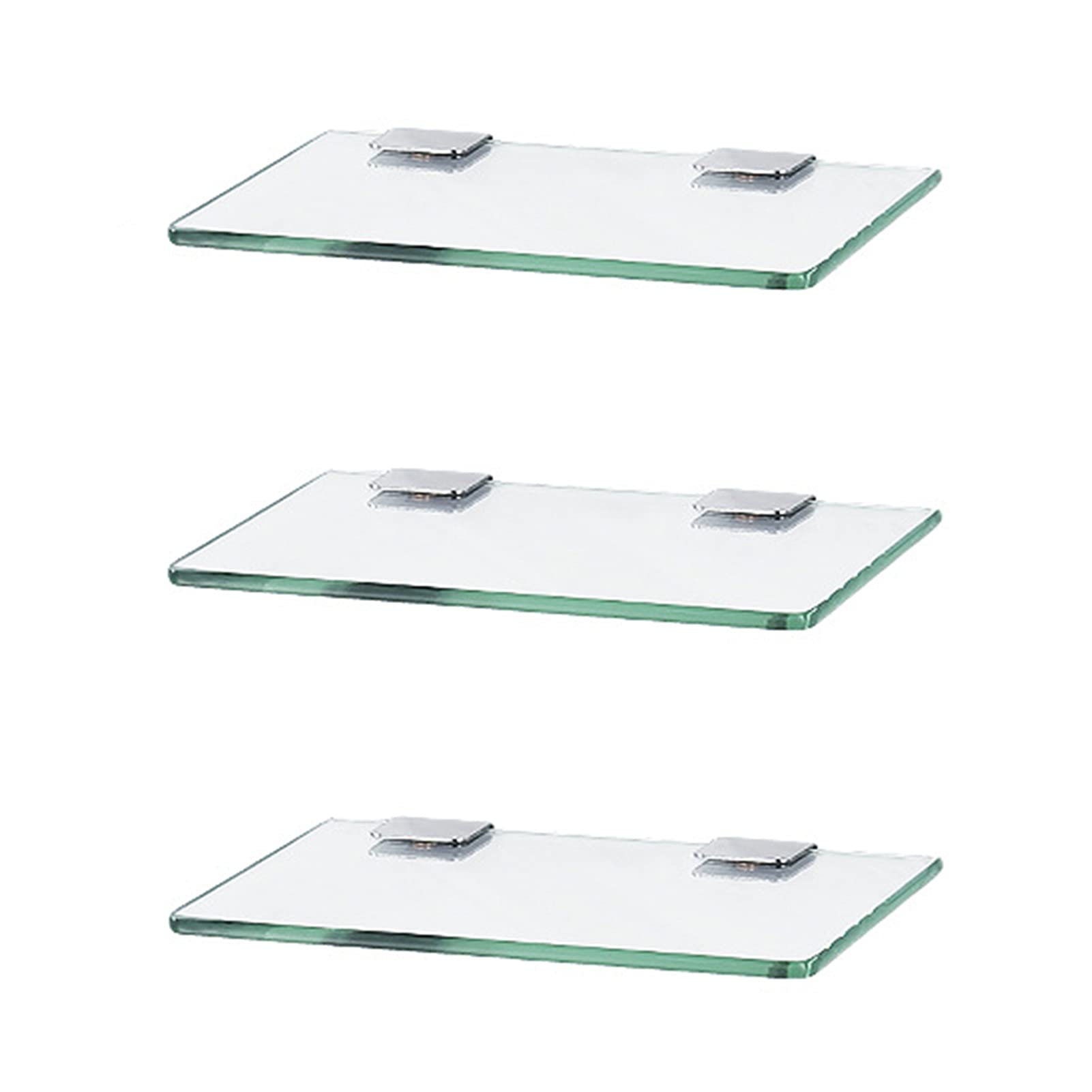 QFFL Wall Mounted Glass Bathroom Shelf with Stainless Steel Chrome Bracket - Stylish Storage for Bathroom, Kitchen & Living Room - Perfect for Organizing Toiletries, Spices & Decor Items