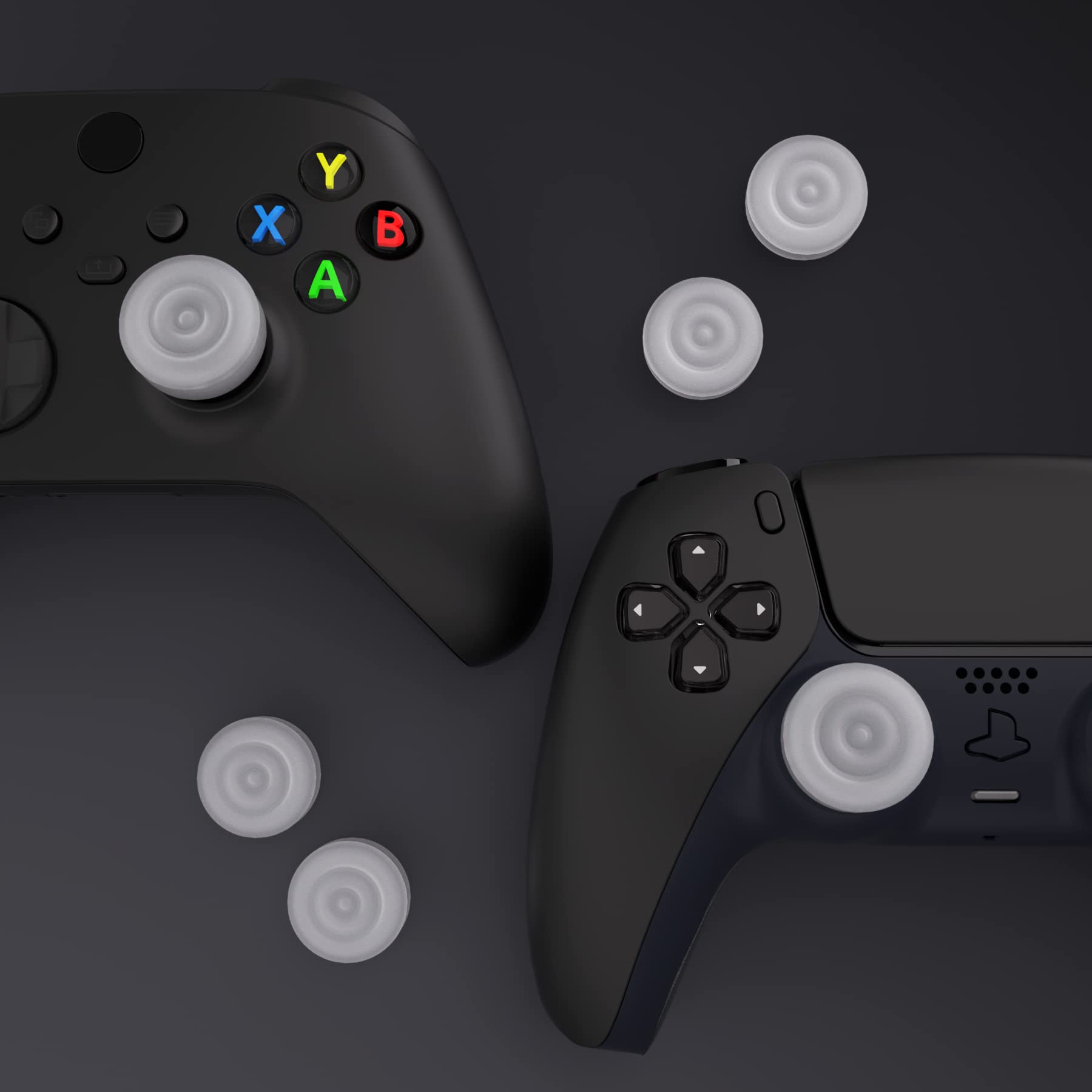PlayVital Transparent Thumbstick Caps for PS5, PS4, Xbox Series X/S, Xbox One/Elite Series 2 & Switch Pro Controller - Premium Joystick Grips for Enhanced Gaming Comfort - Perfect for FPS, Racing & Long Gaming Sessions