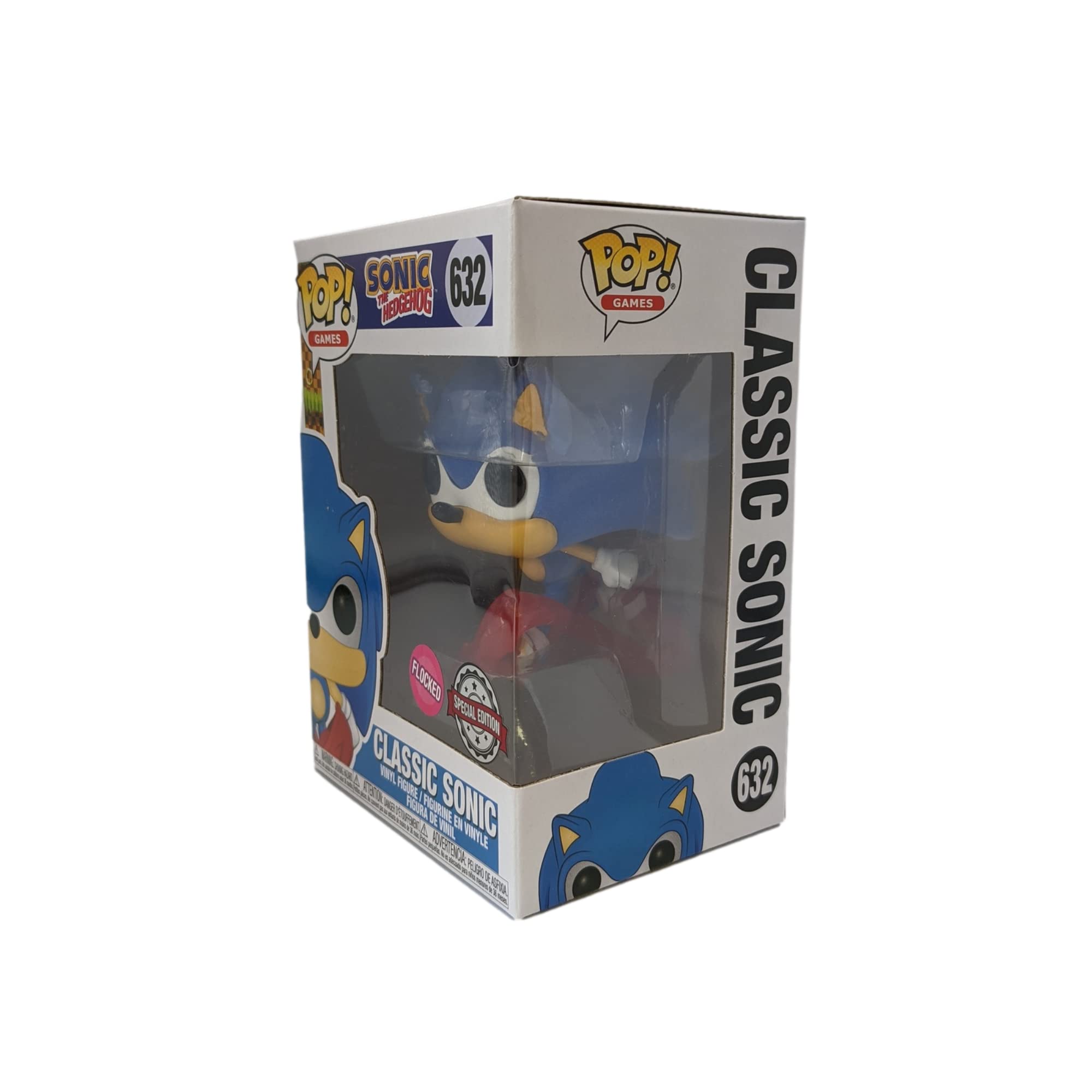 Funko Pop! Sonic The Hedgehog - Classic Running Flocked Collectible Figure (Exclusive #632) | Perfect for Gamers, Anime Fans & Pop Culture Collectors | Great Gift for Birthday, Christmas & Home Decor