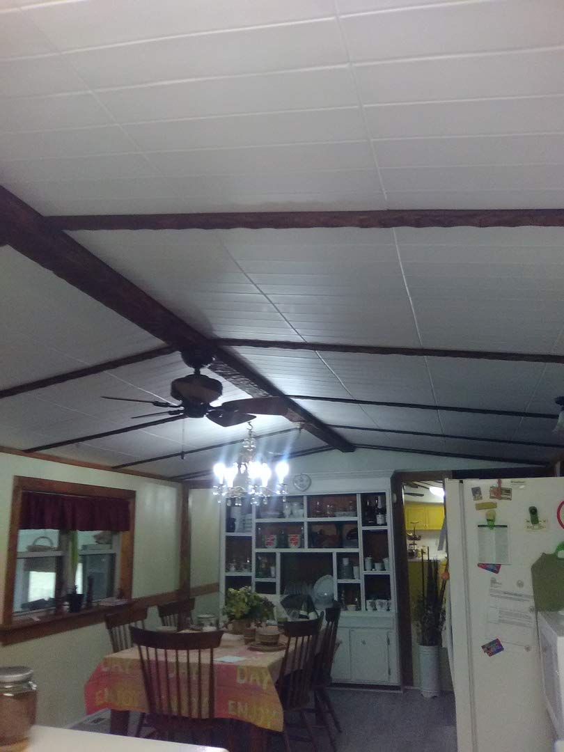 A La Maison R104 Bead Board Foam Glue-Up Ceiling Tiles - 96 Pack (256 sq ft Coverage) - White Textured Ceiling Panels for Easy Installation - Perfect for Home Renovation, Basement & Commercial Spaces