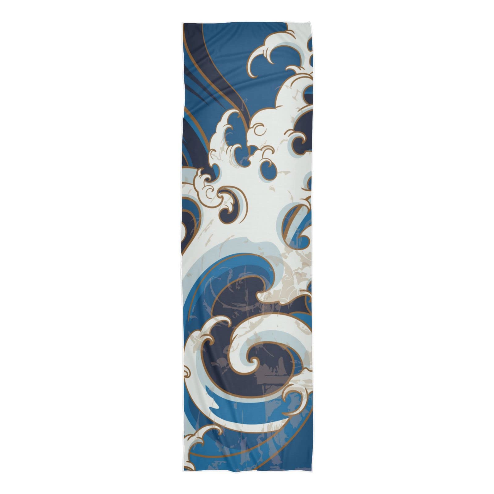 Japanese Art Blue Waves Cooling Sports Towel - Quick Dry, Breathable & Lightweight for Gym, Workout & Outdoor Activities