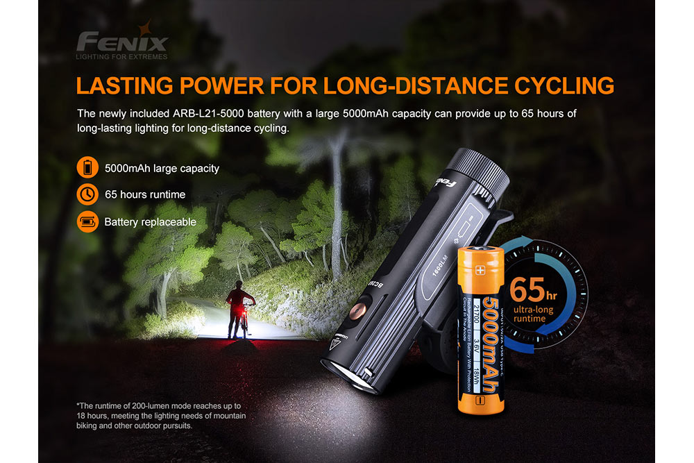 Fenix BC26R 1600 Lumen Rechargeable LED Bike Light with BC05R V2 Tail Light Bundle - High Visibility Cycling Safety for Night Riding & Commuting