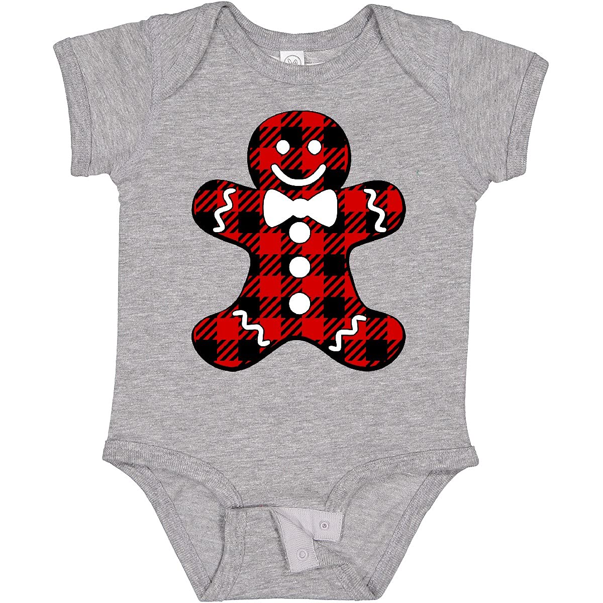 Inktastic Buffalo Plaid Gingerbread Man Baby Bodysuit - Cute Christmas Outfit for Infants & Toddlers - Perfect for Holiday Photos, Family Gatherings & Festive Celebrations