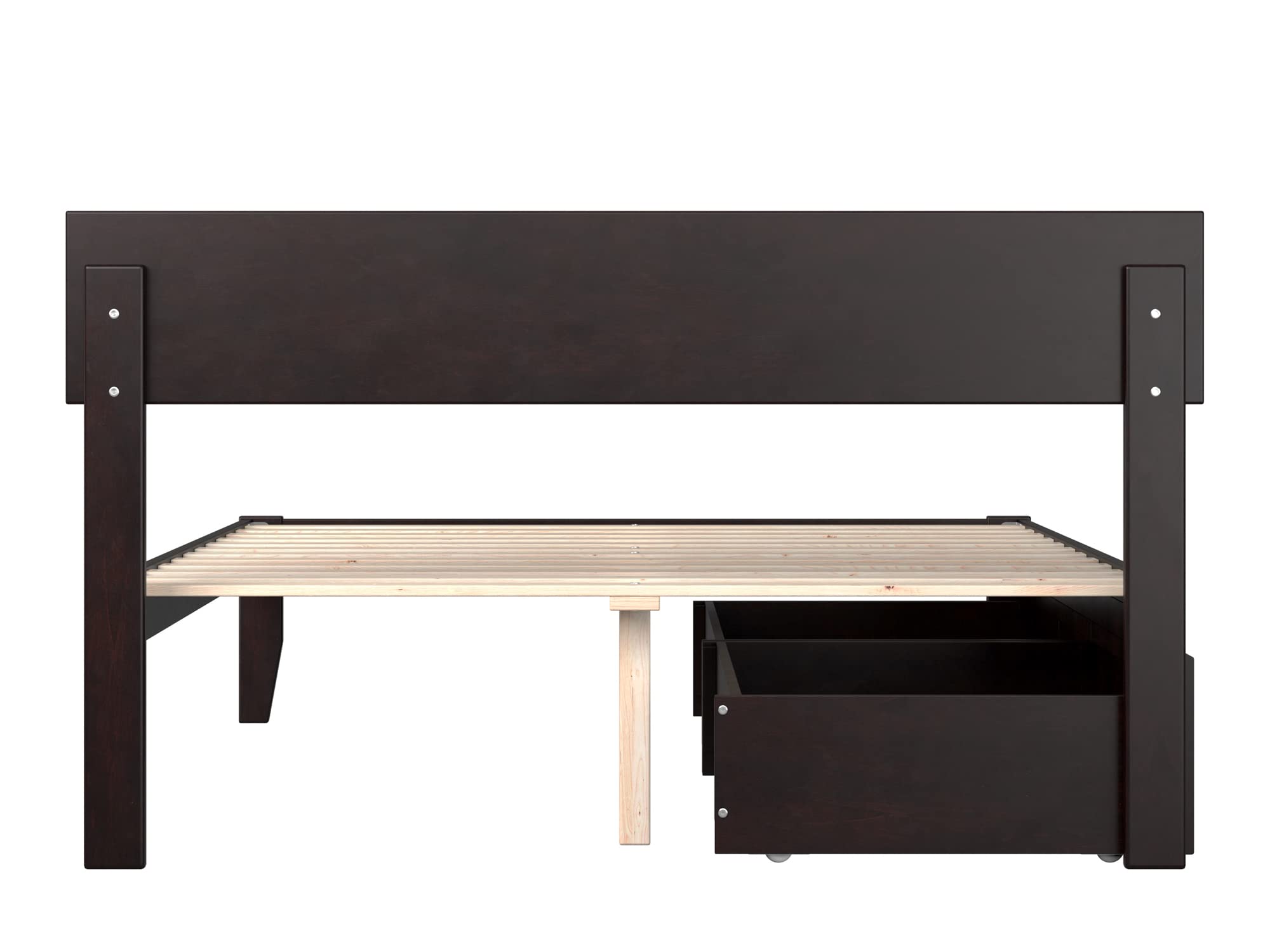 AFI Boston Full Size Platform Bed with Storage Drawers in Espresso - Modern Wooden Bed Frame with Underbed Storage for Small Spaces - Perfect for Apartments, Dorms & Guest Rooms