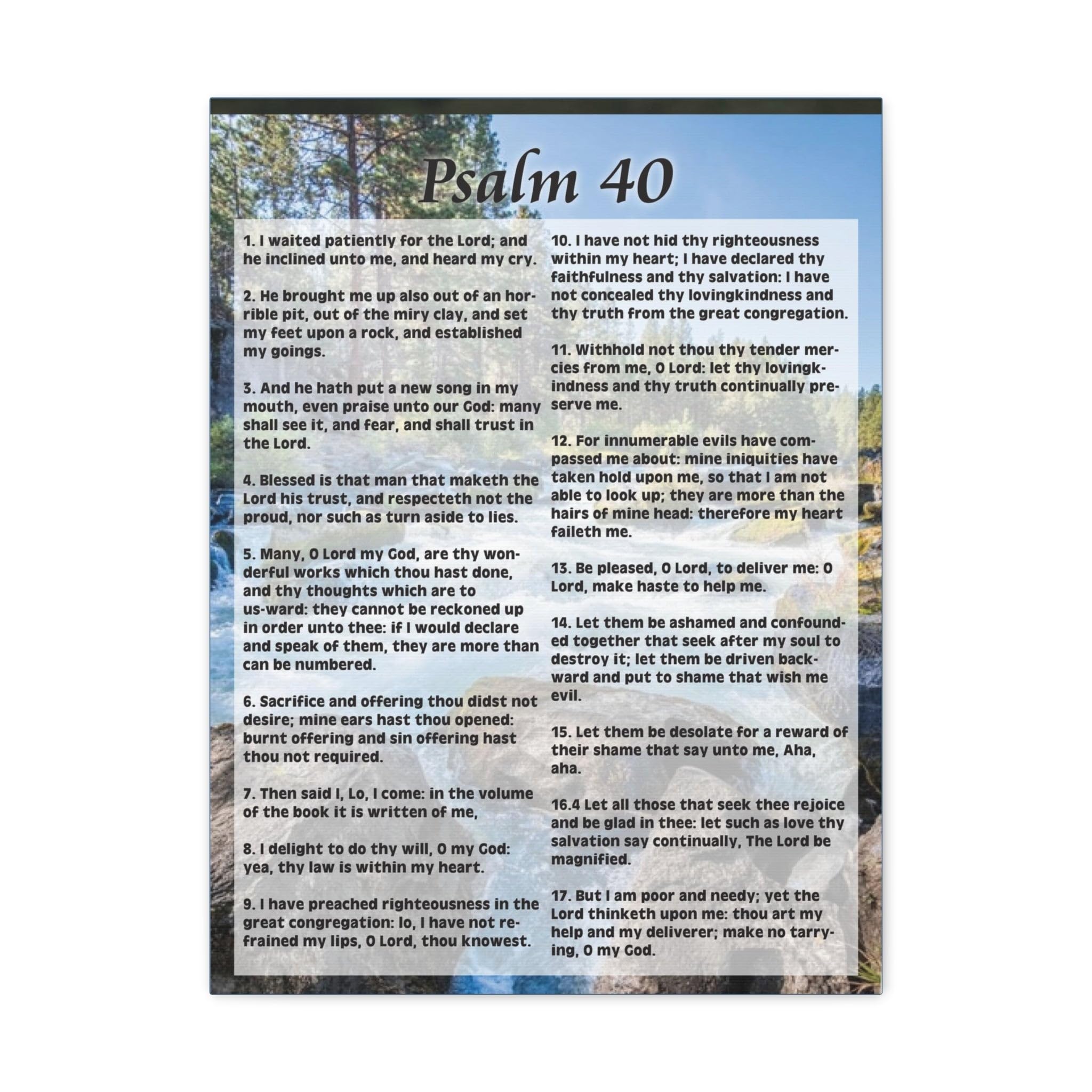 Beautiful Bible Art Canvas - Psalm 40 'My Deliverer Heard Me' - Inspirational Christian Wall Decor for Home, Church & Office - Perfect Gift for Weddings, Baptisms & Religious Occasions