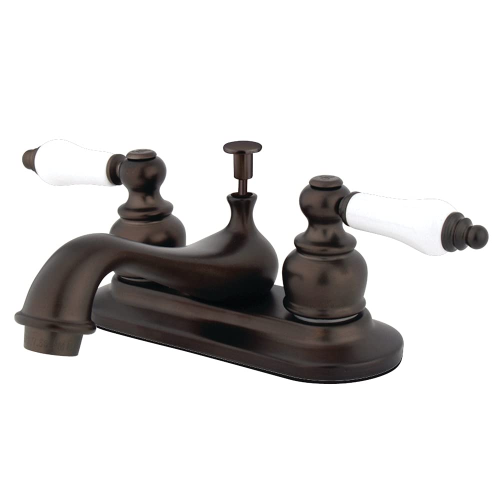 Kingston Brass GKB605B Oil Rubbed Bronze Lavatory Faucet with Pop-Up Drain - Vintage Bathroom Sink Faucet for Bathroom Vanity, Powder Room & Guest Bath - 6.88