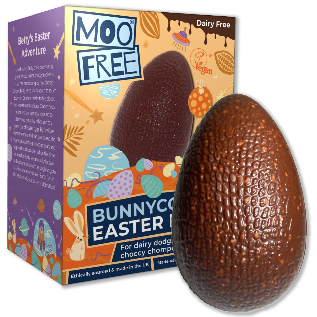 MOO FREE Bunnycomb Easter Egg Dairy Free Chocolate - 100g | Vegan, Gluten-Free Easter Treats for Kids & Adults | Perfect for Easter Baskets, Gifts & Holiday Celebrations